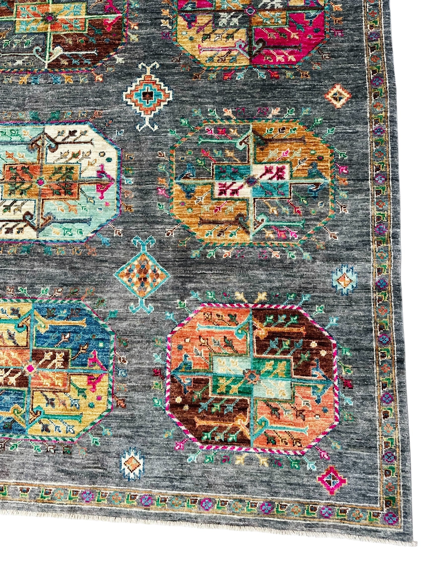 Hand-Knotted Afghan Chobi Wool Rug 244 CM x 177 CM SK#14591