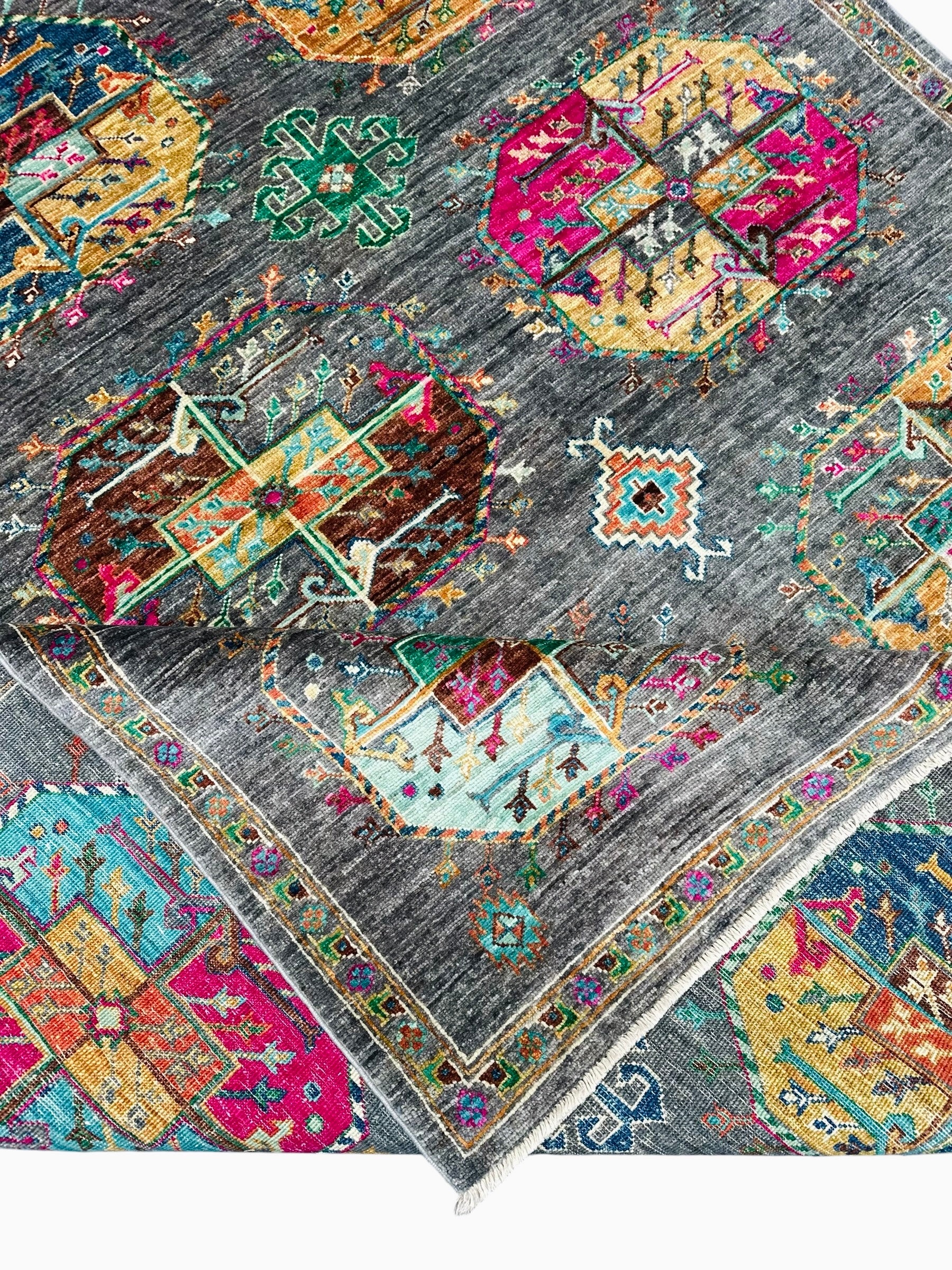 Hand-Knotted Afghan Chobi Wool Rug 244 CM x 177 CM SK#14591