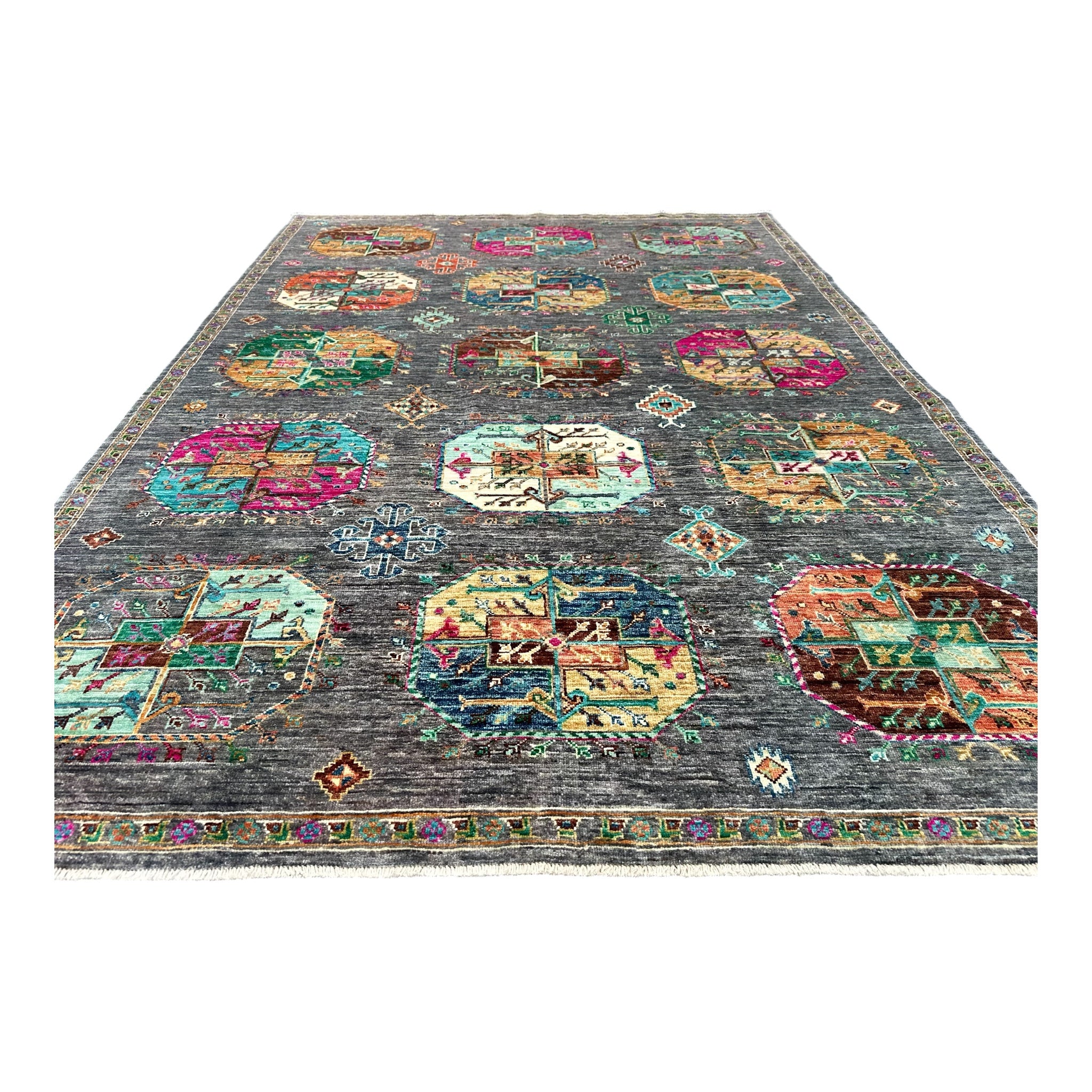 Hand-Knotted Afghan Chobi Wool Rug 244 CM x 177 CM SK#14591