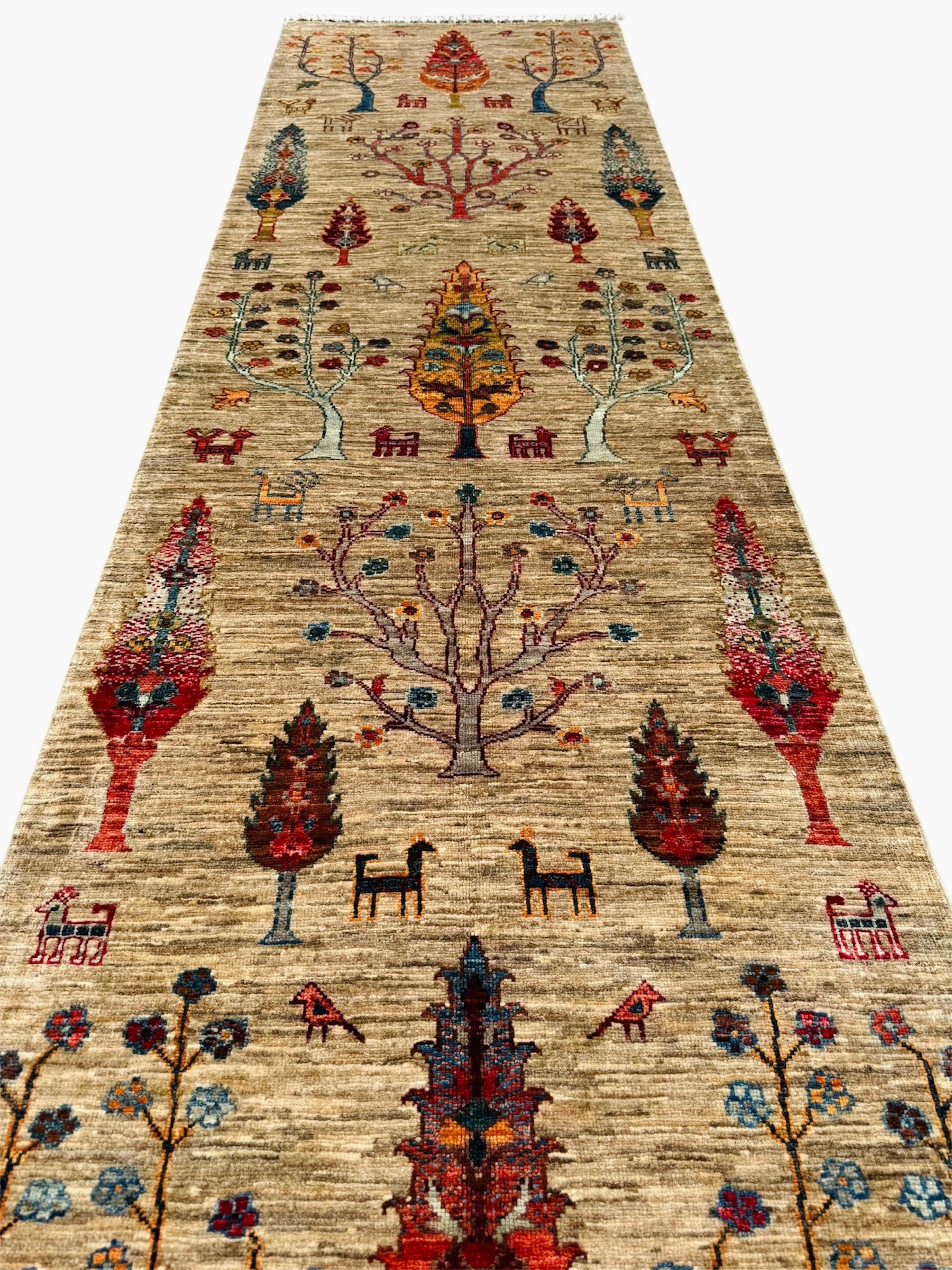 Hand Knotted Pictorial Chobi Hallway Runner Rug | 287 CM x 79 CM SK#2009
