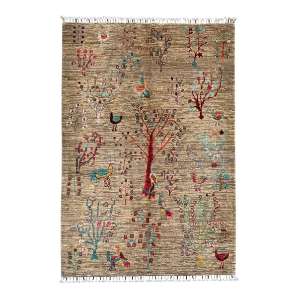 Handmade Chobi Pictorial Wool Rug 145 CM x 106 CM  SS#1402