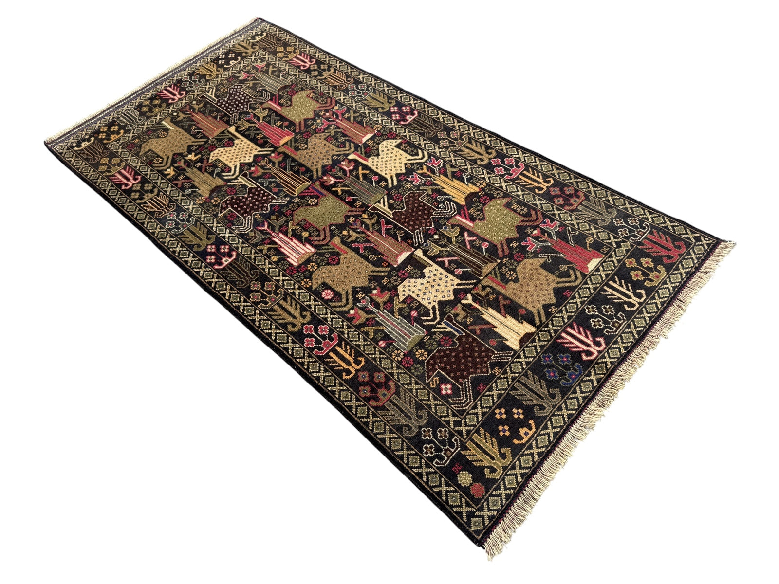 Handmade Traditional Afghan Balochi Rug 204 CM x 105 SK#1477