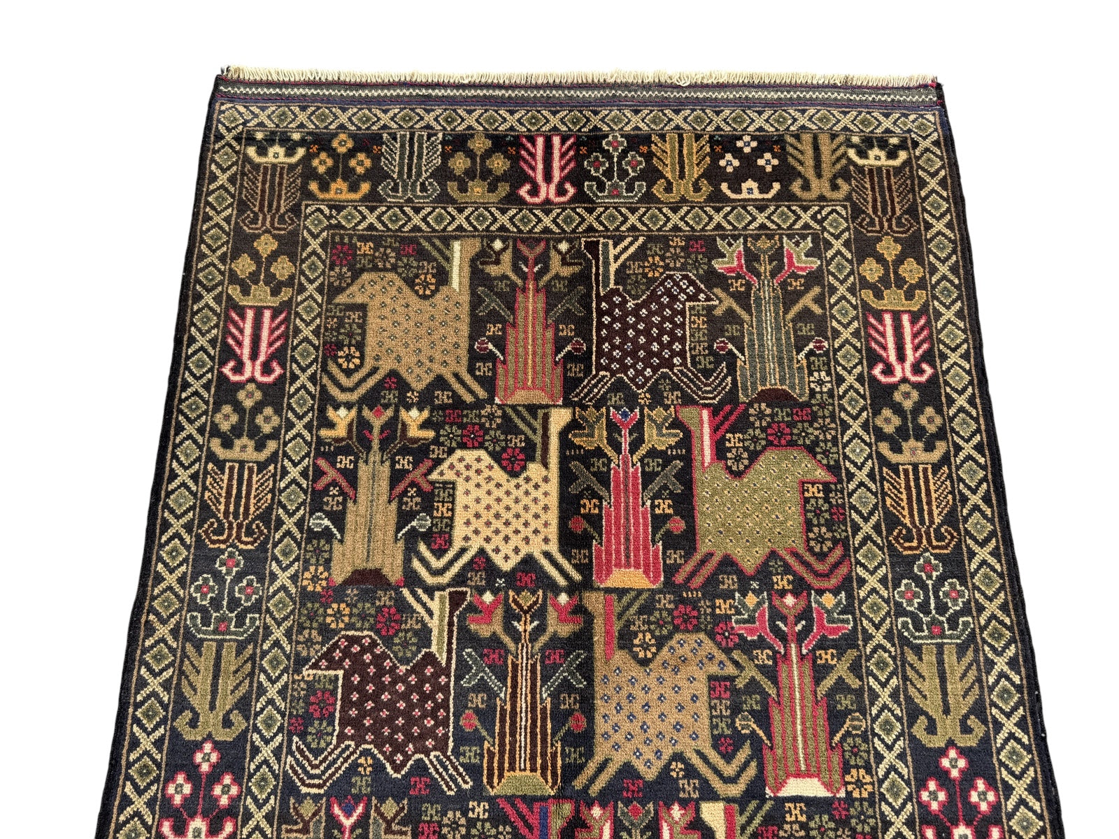Handmade Traditional Afghan Balochi Rug 204 CM x 105 SK#1477