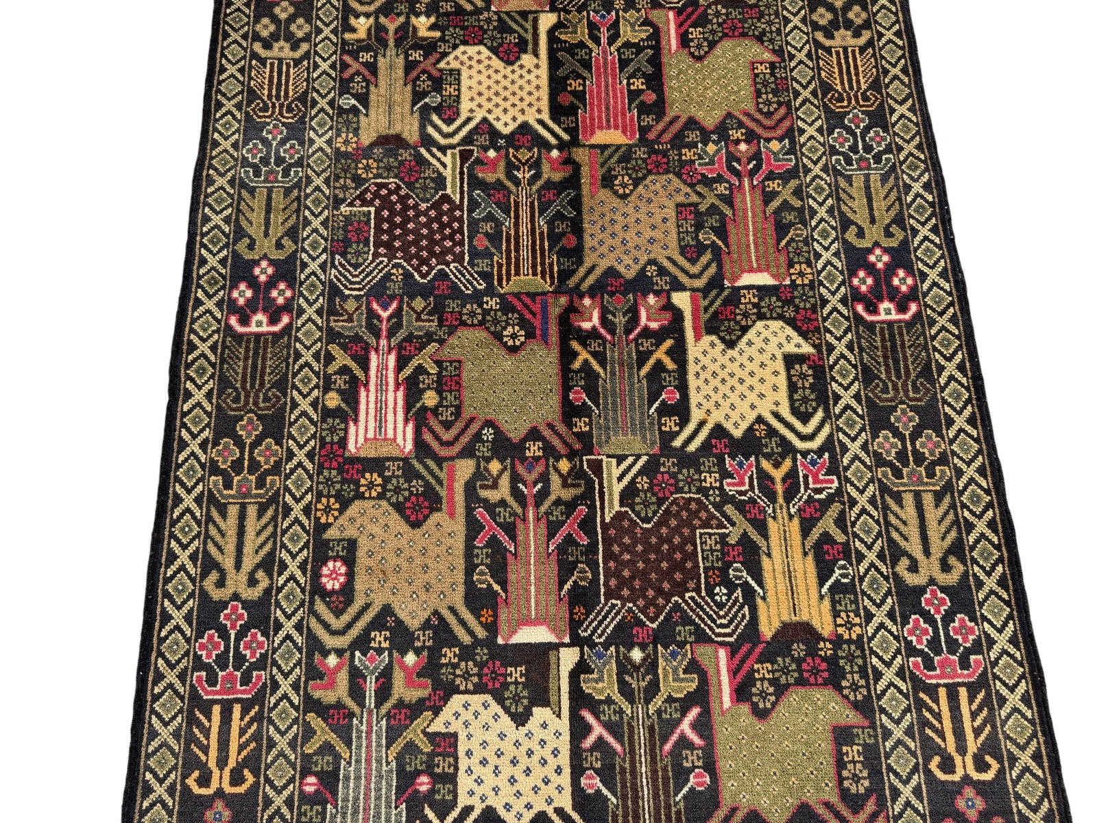 Handmade Traditional Afghan Balochi Rug 204 CM x 105 SK#1477