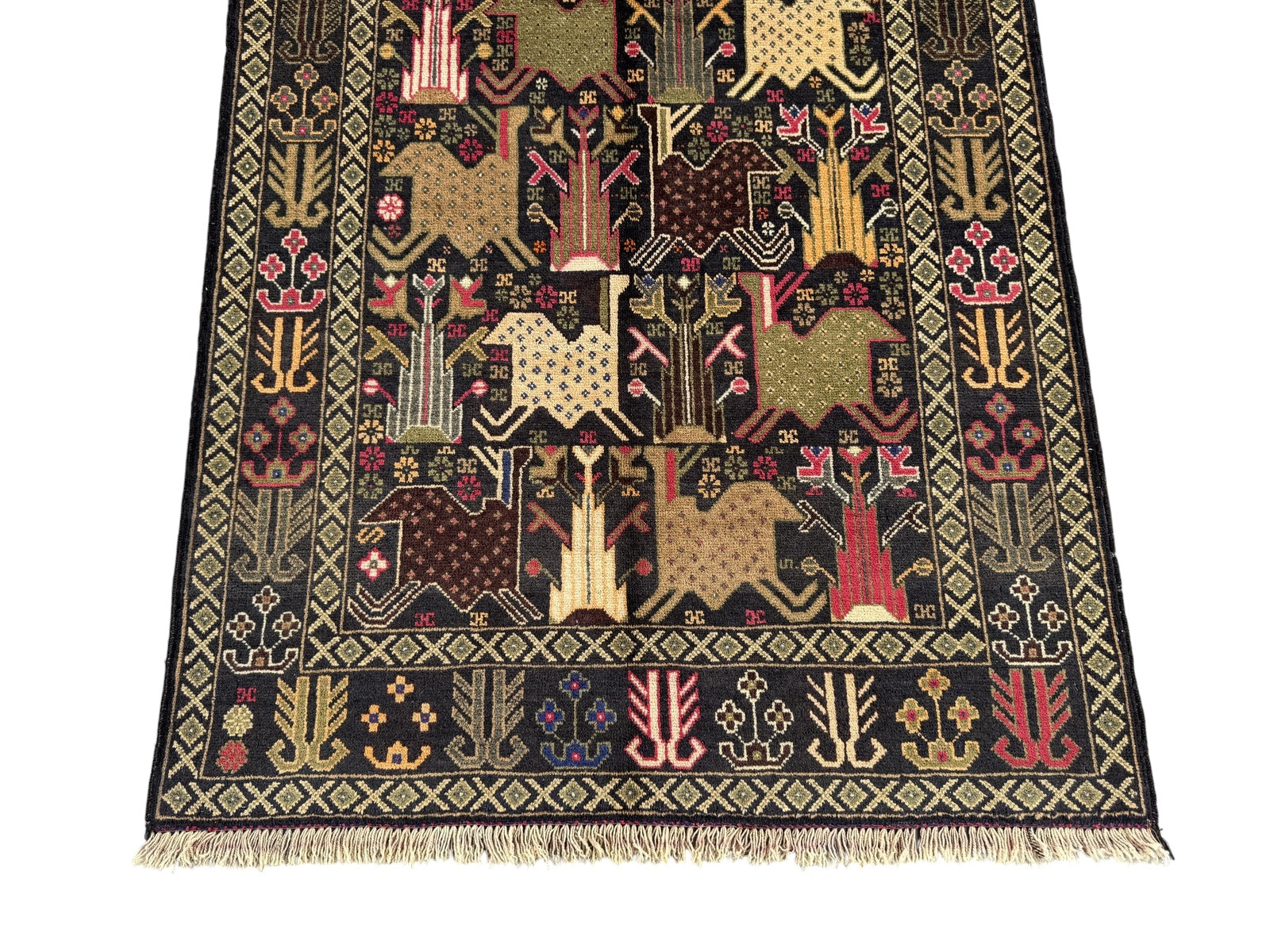 Handmade Traditional Afghan Balochi Rug 204 CM x 105 SK#1477