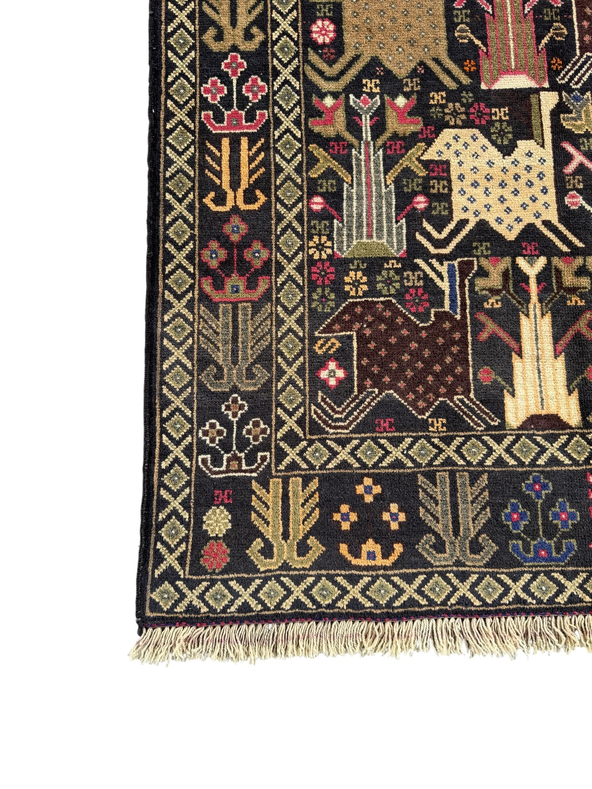 Handmade Traditional Afghan Balochi Rug 204 CM x 105 SK#1477