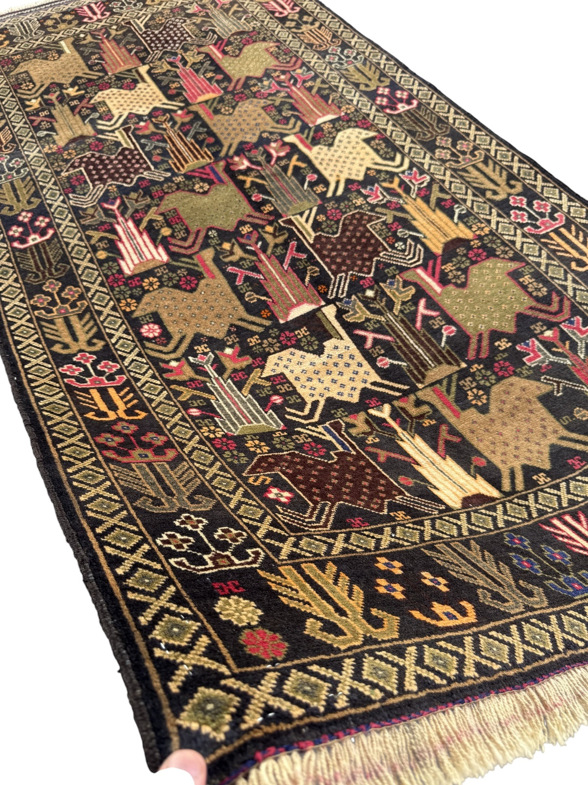 Handmade Traditional Afghan Balochi Rug 204 CM x 105 SK#1477