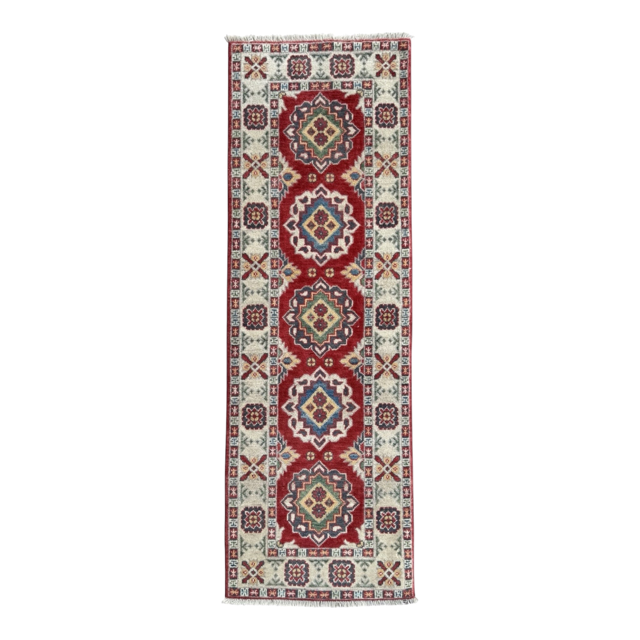 Handmade Afghan Kazak Hallway Runner Rug 178 CM x 64 CM SK#1506