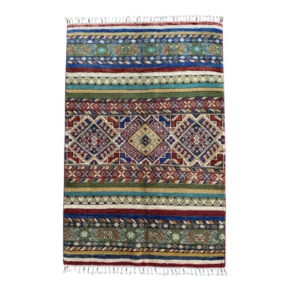 Handmade Afghan Kazak wool  Rug 124 CM x 85 CM SK#1509