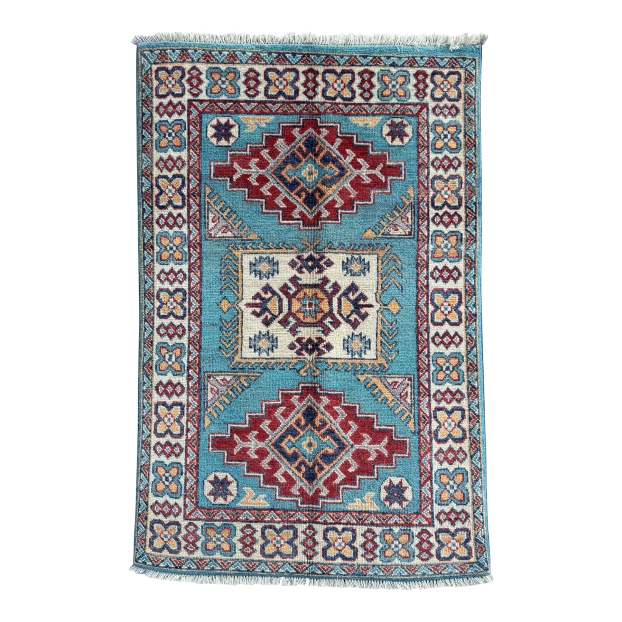 Handmade Afghan Kazak wool  Rug 115 CM x 81 CM SK#1514
