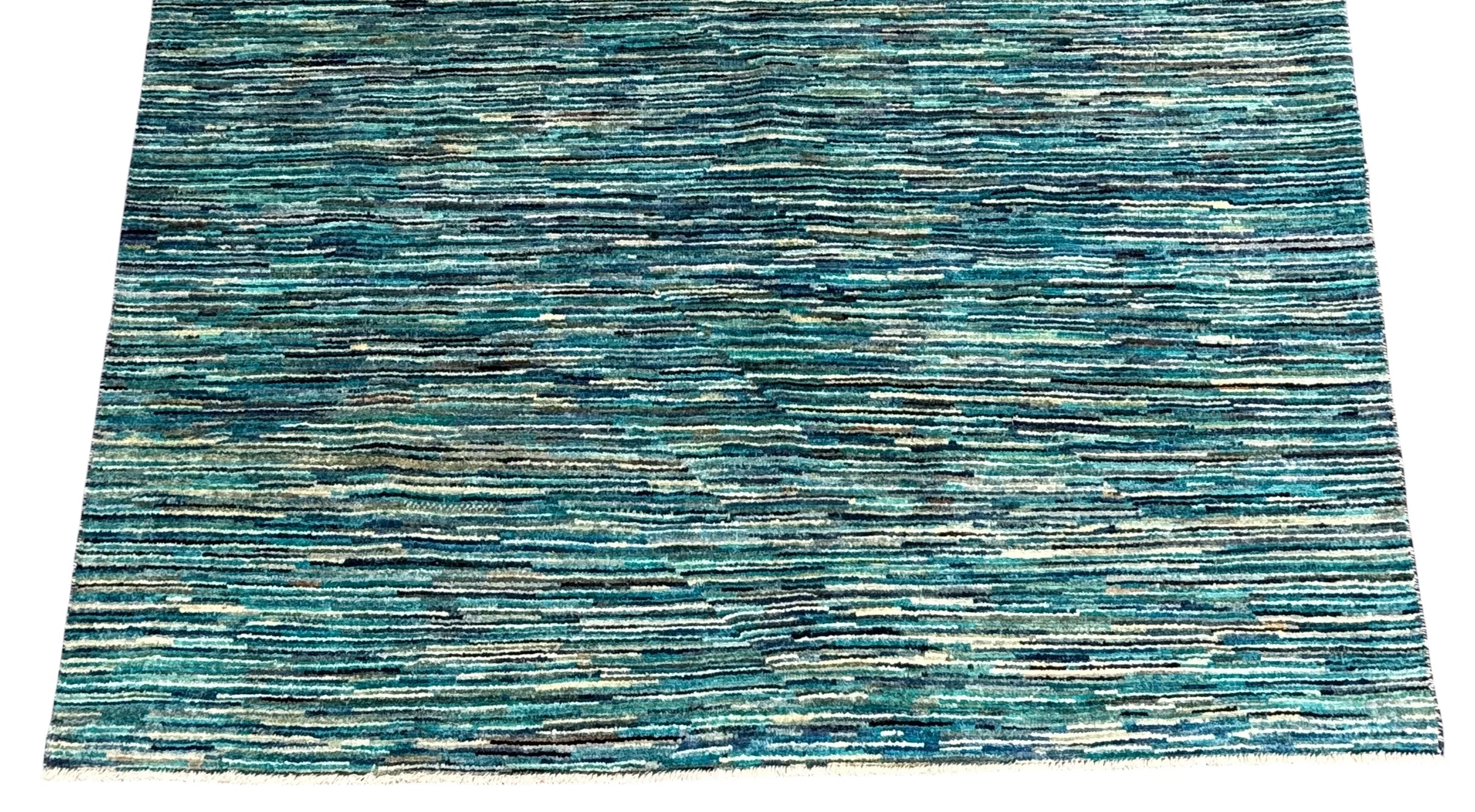 Handmade Coastal Blue Modern Wool Rug, 188 CM x 143 CM