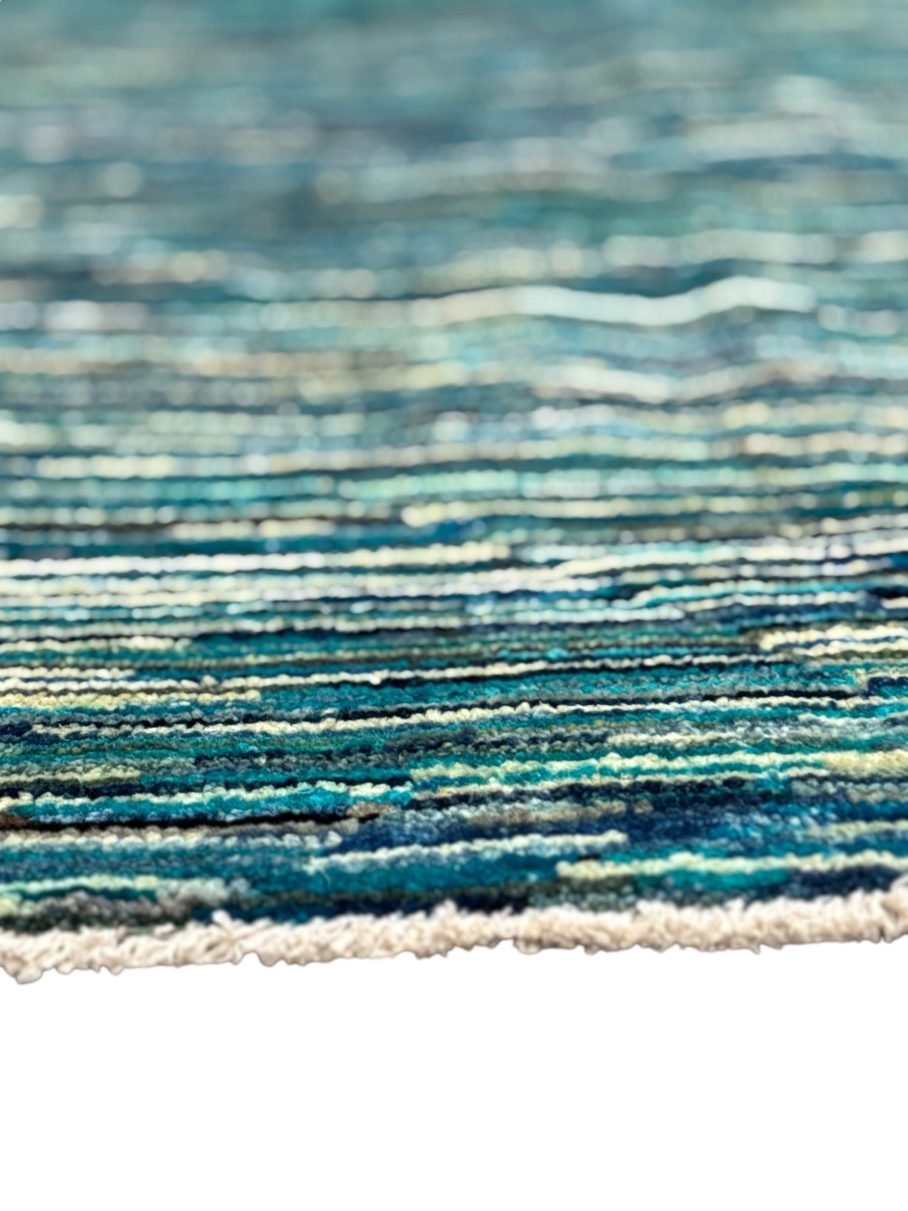 Handmade Coastal Blue Modern Wool Rug, 188 CM x 143 CM