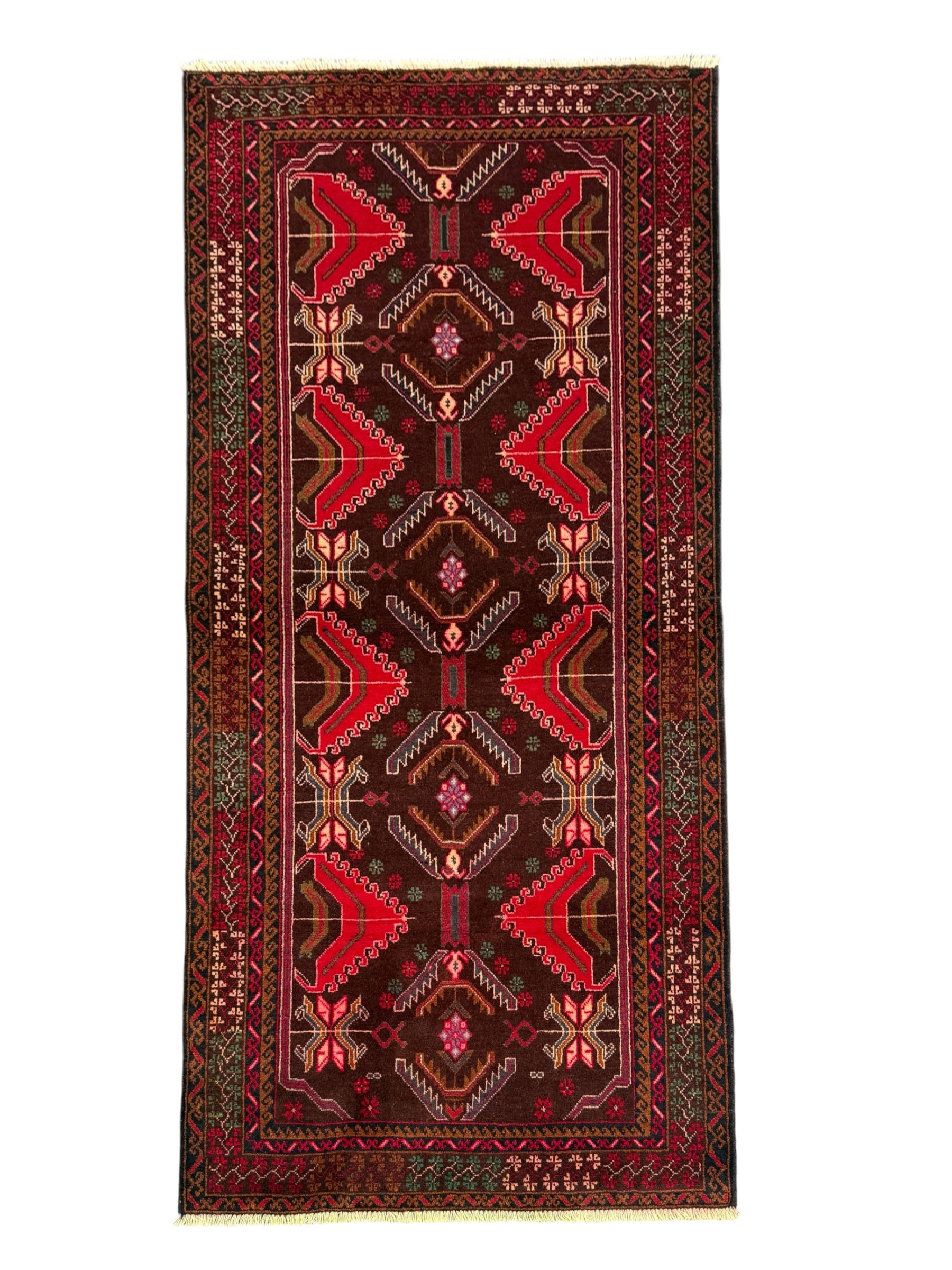 Handmade Afghan Traditional Balochi Rug 205CM x 110 CM SK#2037