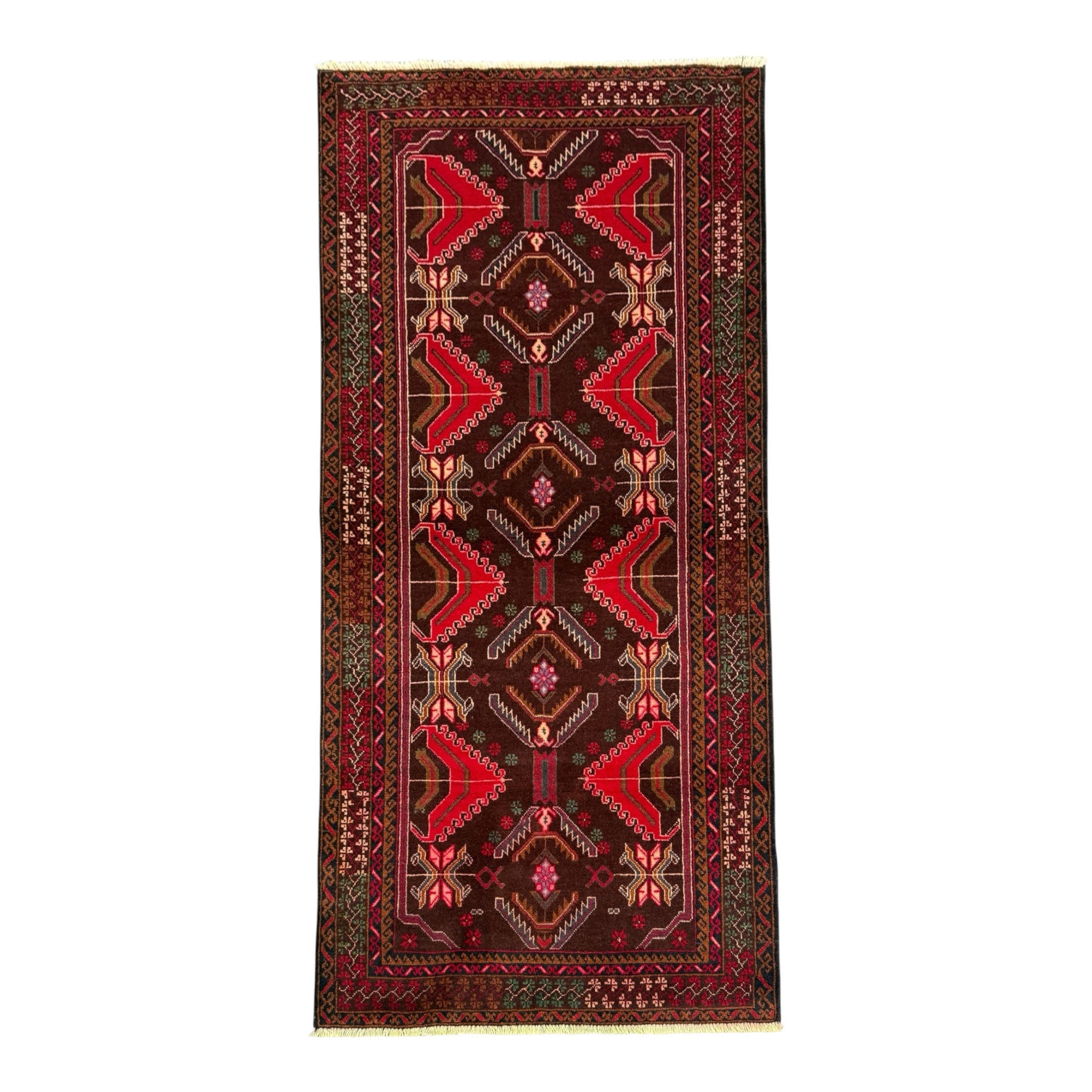 Handmade Afghan Traditional Balochi Rug 205CM x 110 CM SK#2037