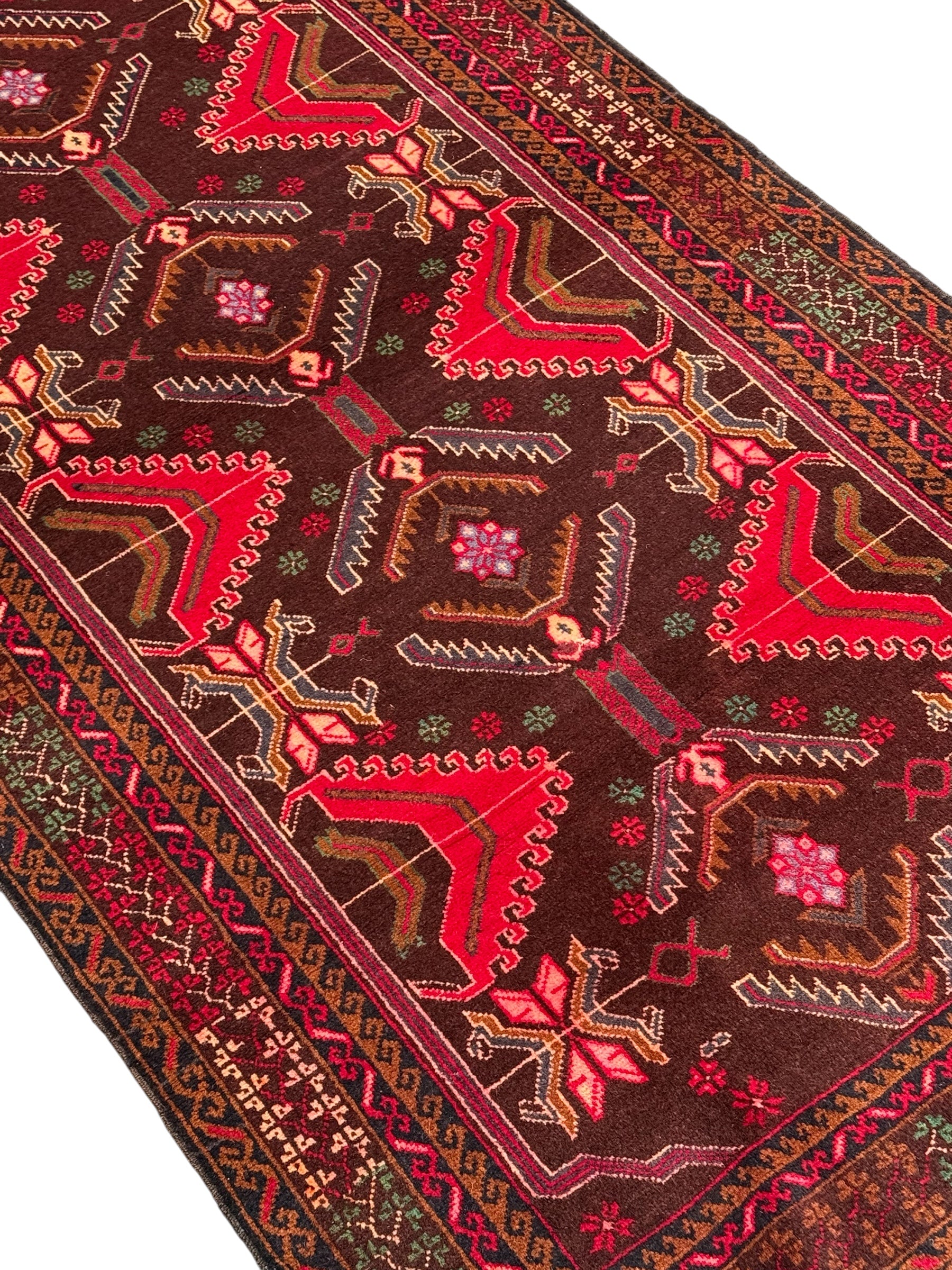 Handmade Afghan Traditional Balochi Rug 205CM x 110 CM SK#2037