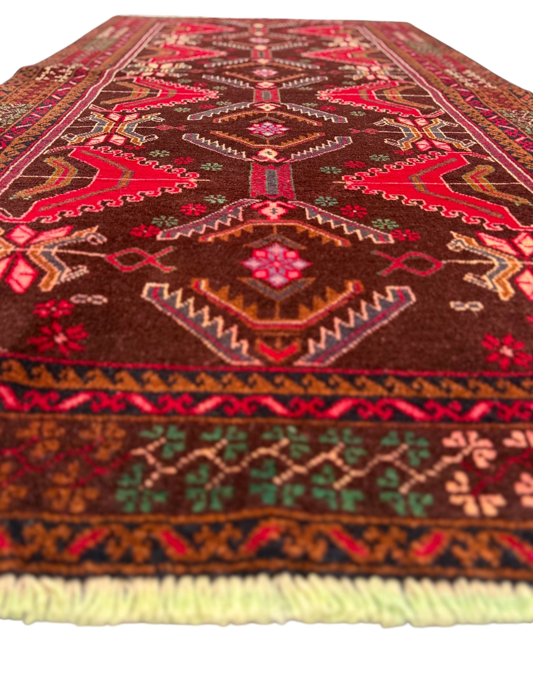 Handmade Afghan Traditional Balochi Rug 205CM x 110 CM SK#2037