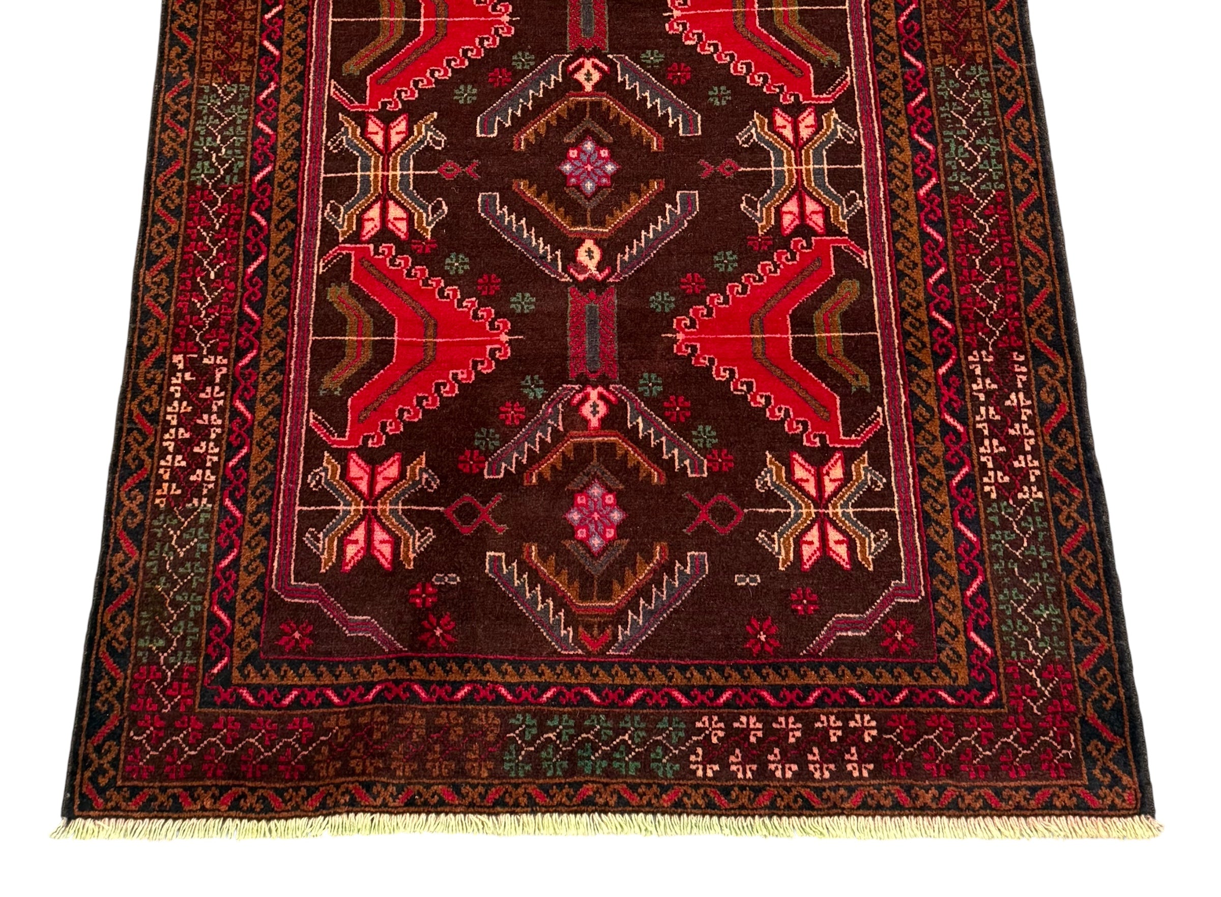 Handmade Afghan Traditional Balochi Rug 205CM x 110 CM SK#2037