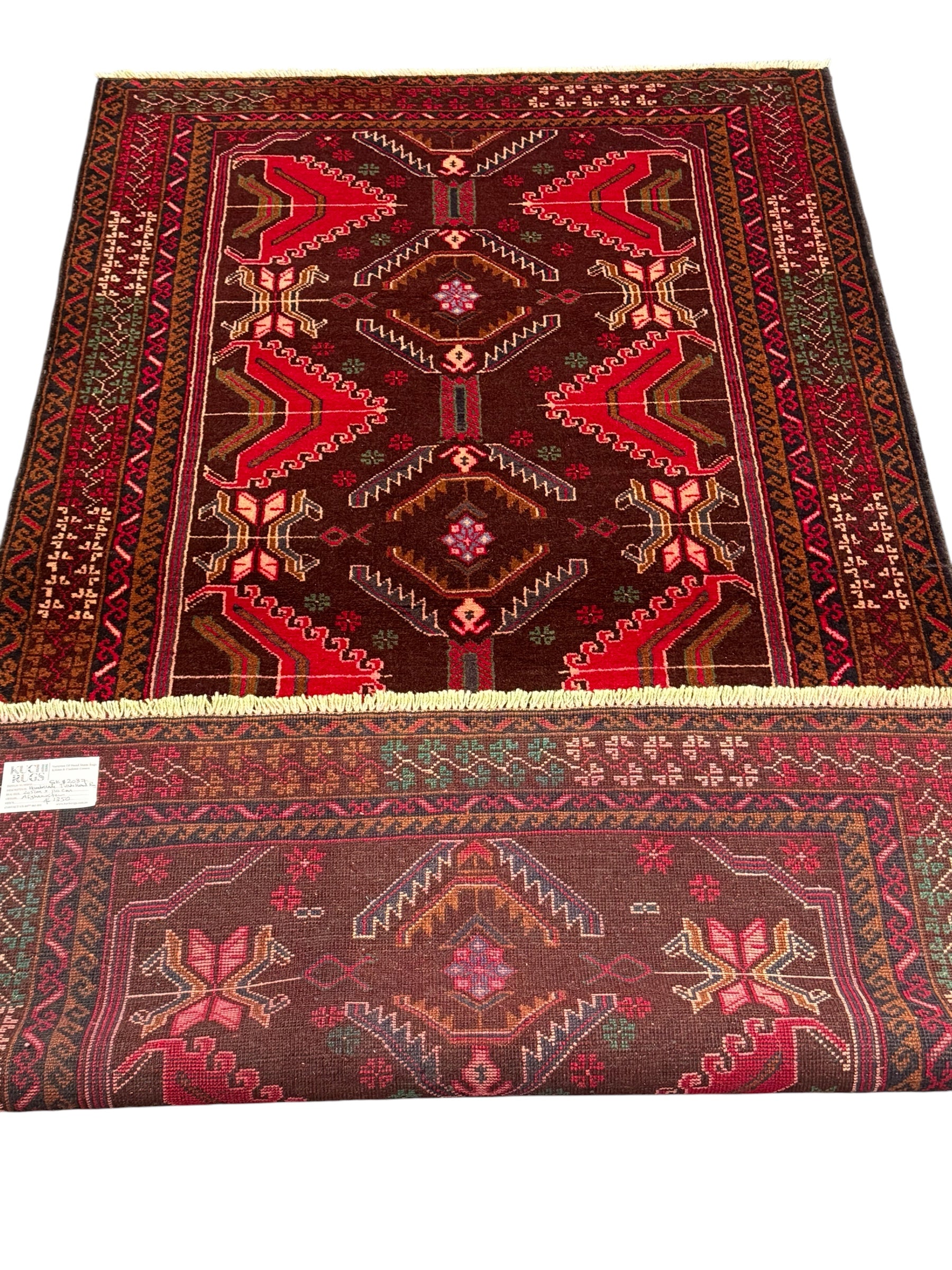 Handmade Afghan Traditional Balochi Rug 205CM x 110 CM SK#2037