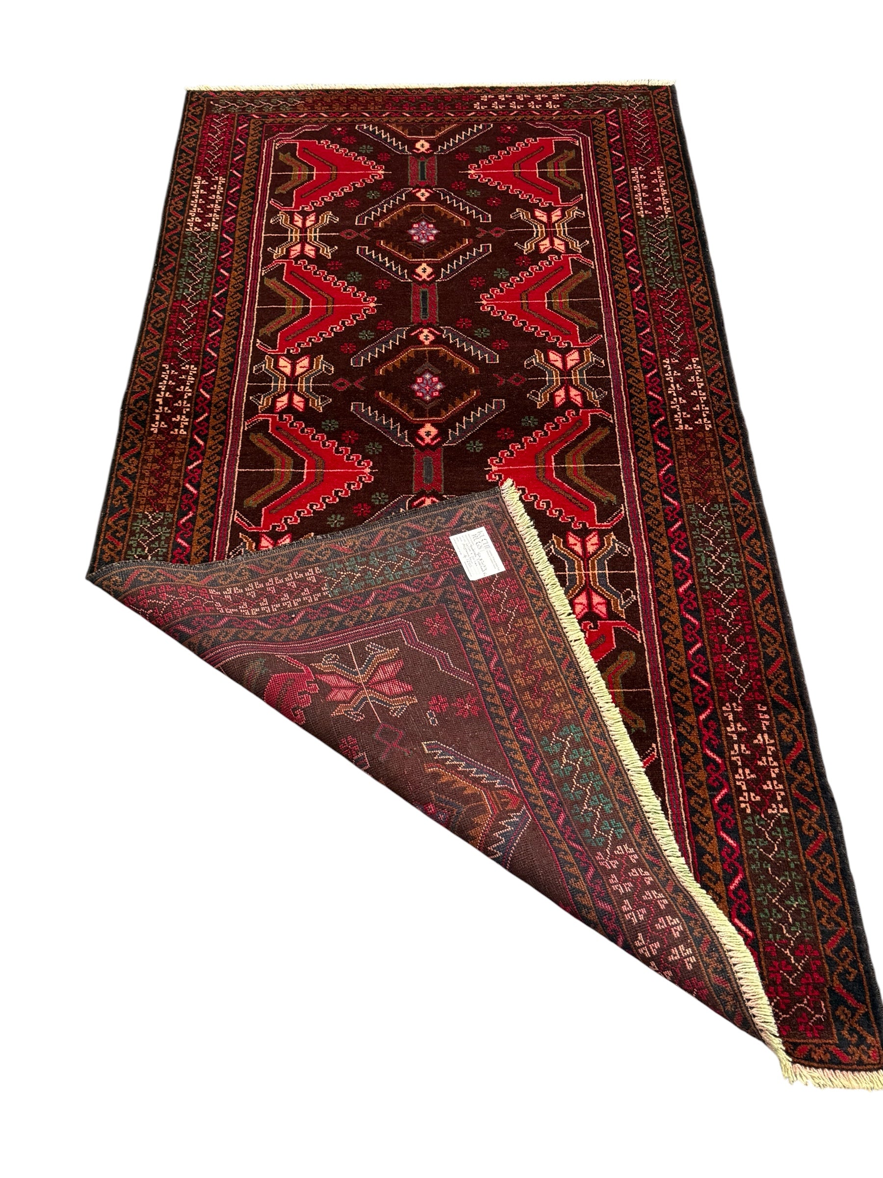 Handmade Afghan Traditional Balochi Rug 205CM x 110 CM SK#2037