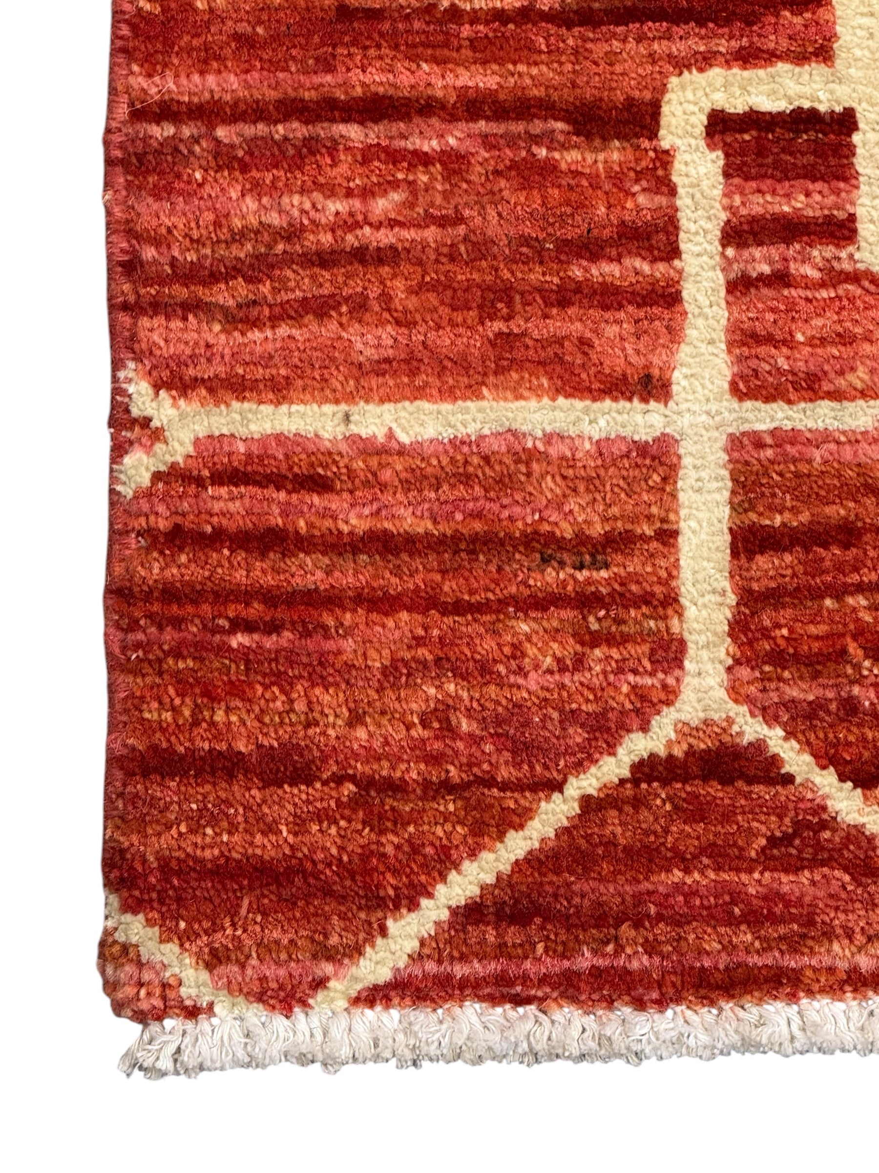 Handmade Rust Red Geometric Modern Wool Rug,  285 CM x 205 CM