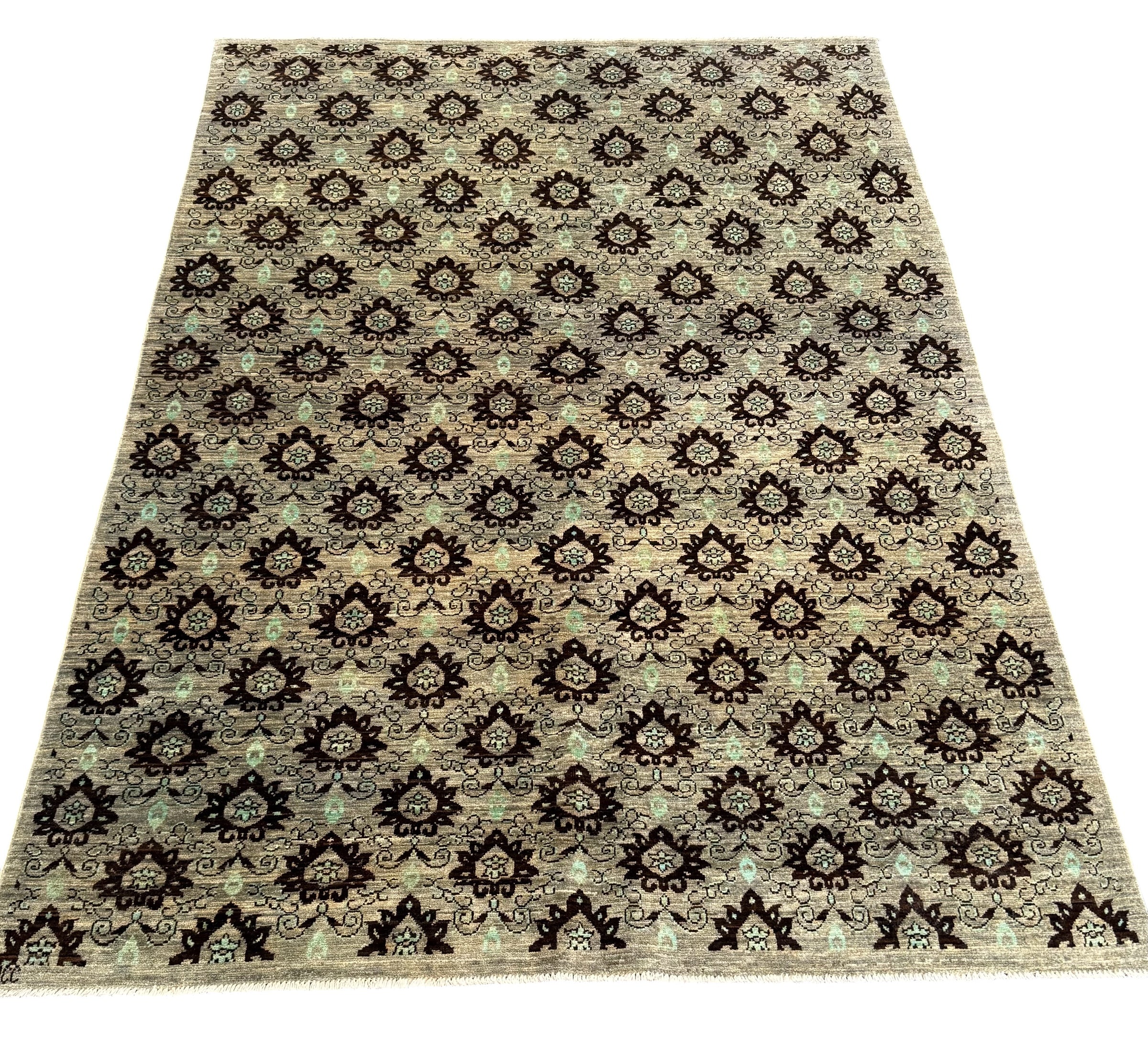 Handmade Sage Green Modern Wool Rug, 240 CM  x 170 CM