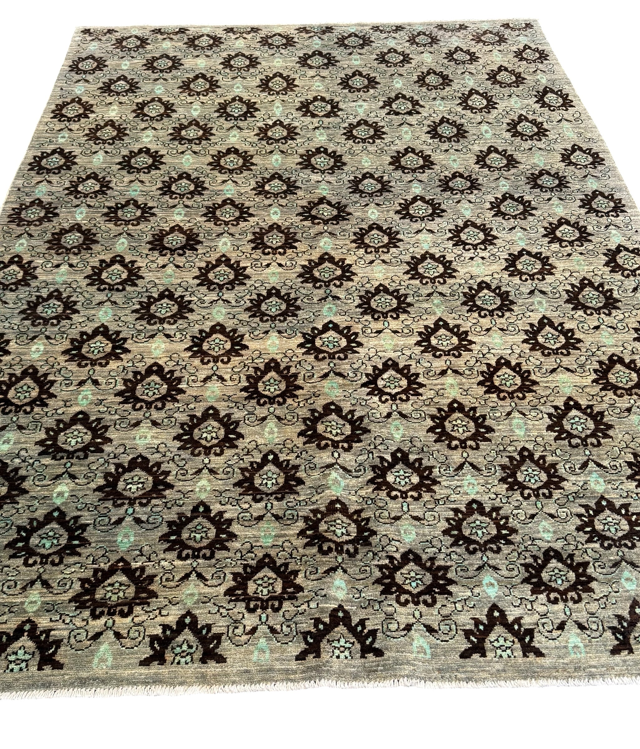Handmade Sage Green Modern Wool Rug, 240 CM  x 170 CM