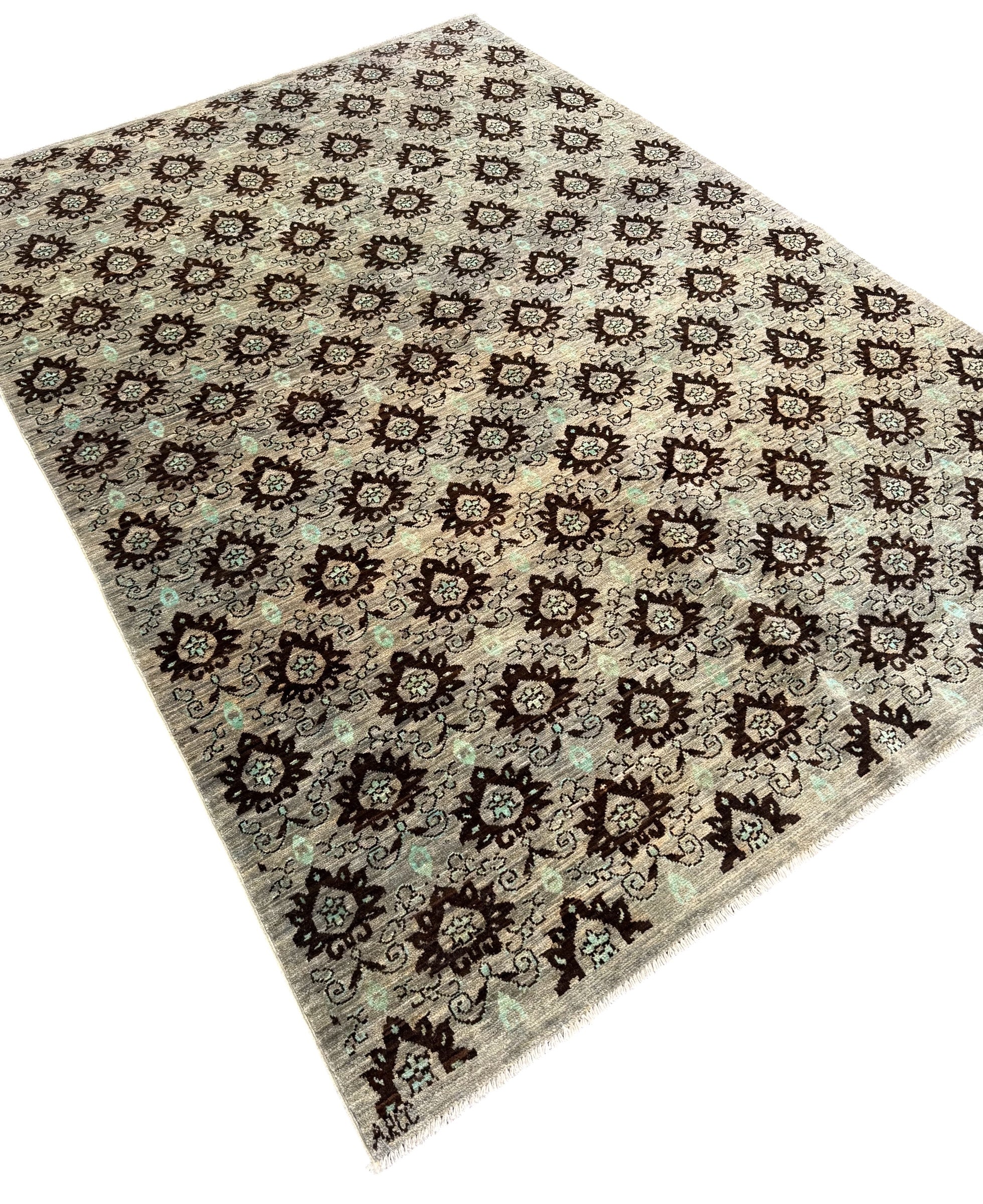 Handmade Sage Green Modern Wool Rug, 240 CM  x 170 CM
