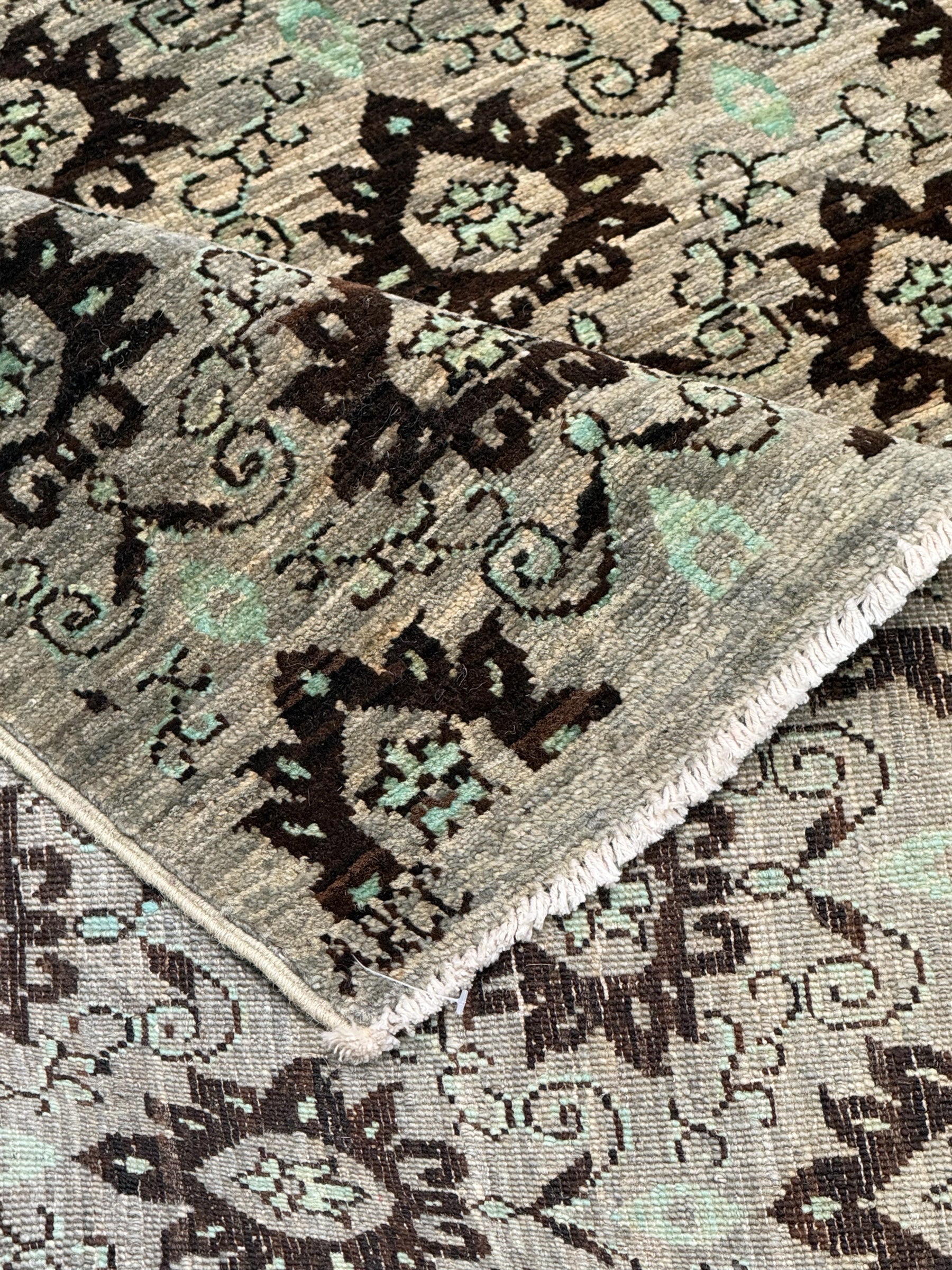 Handmade Sage Green Modern Wool Rug, 240 CM  x 170 CM
