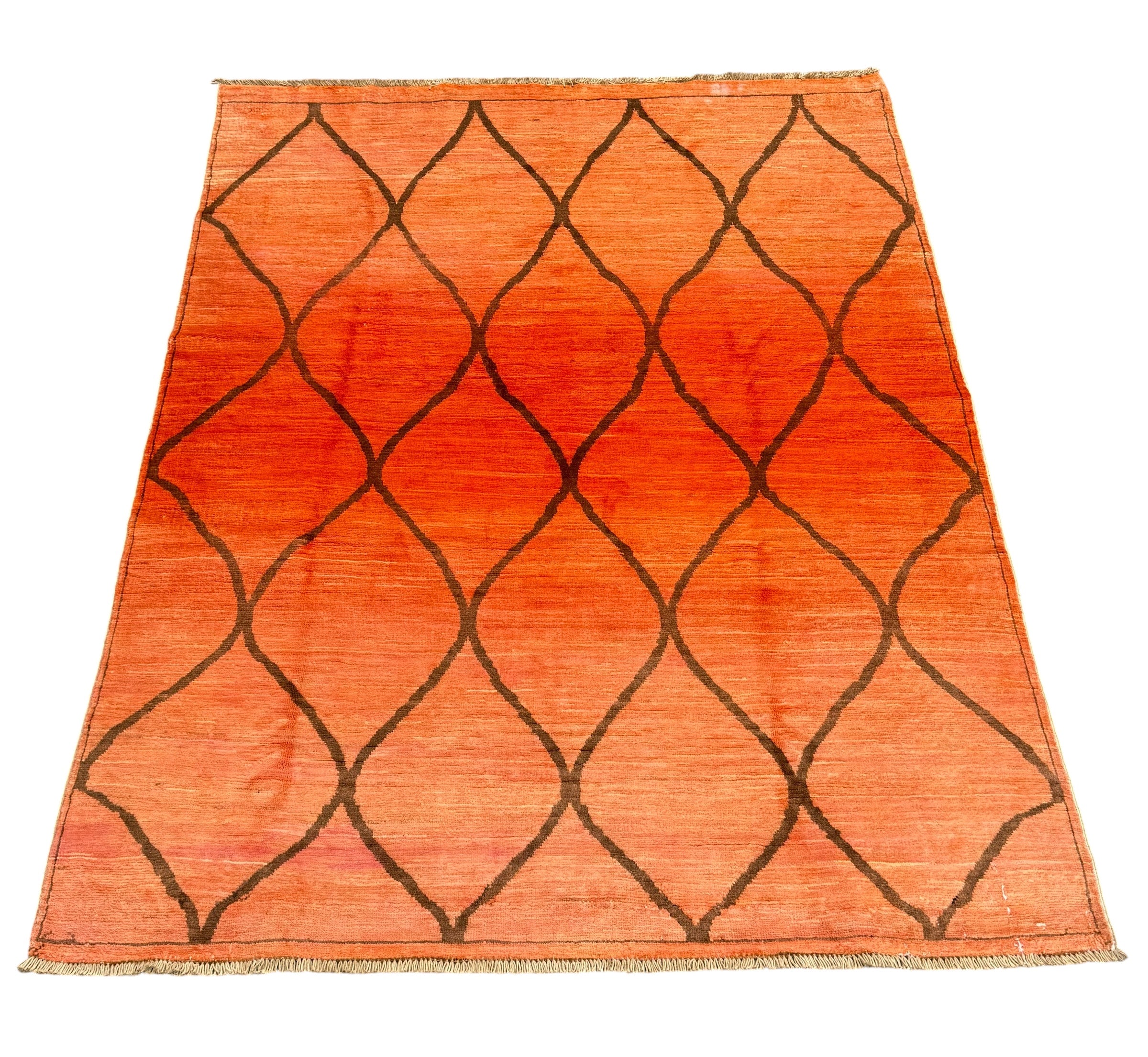 Handmade Sunset Orange Modern Wool Rug, 200 CM x 150 CM