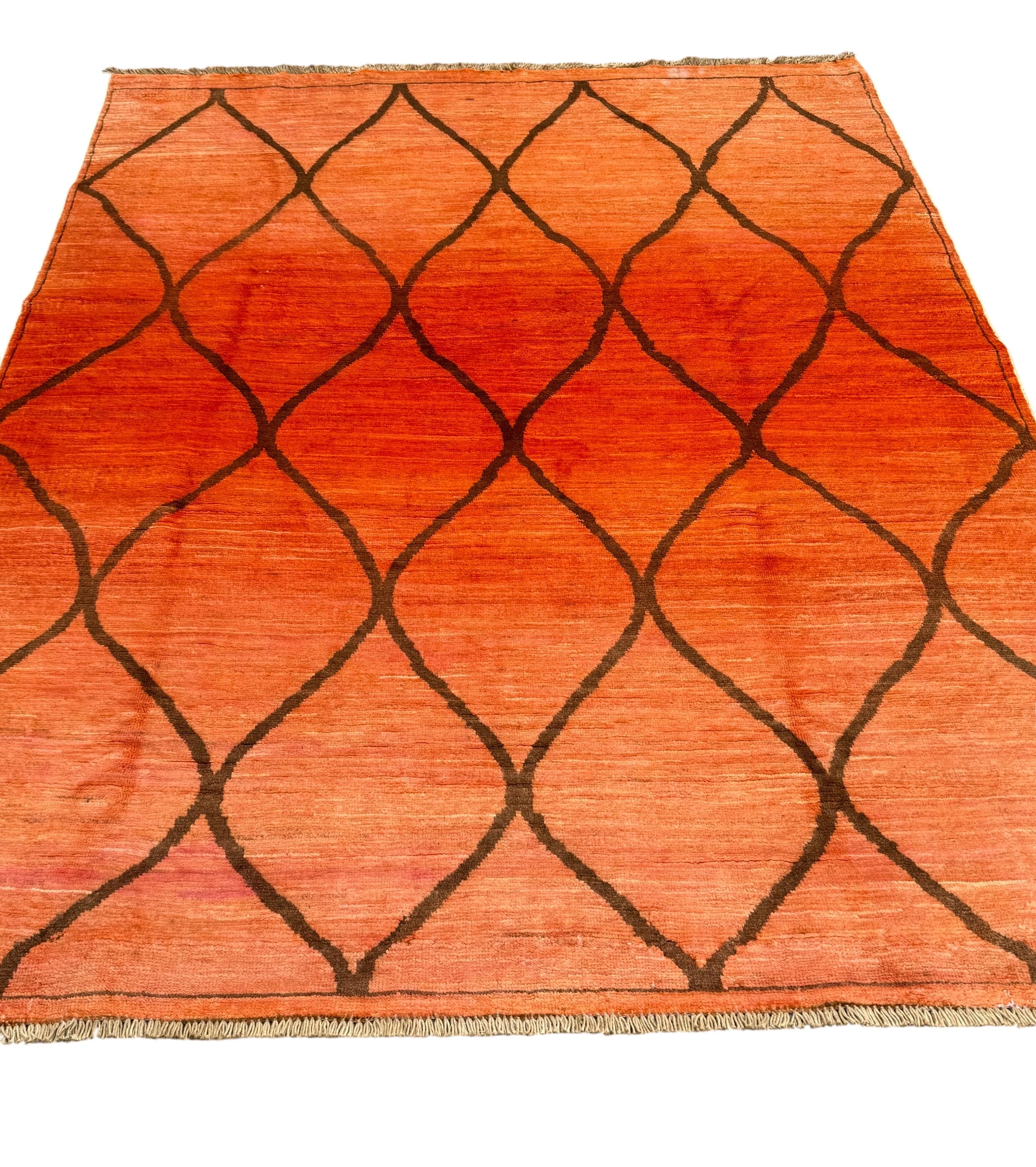Handmade Sunset Orange Modern Wool Rug, 200 CM x 150 CM