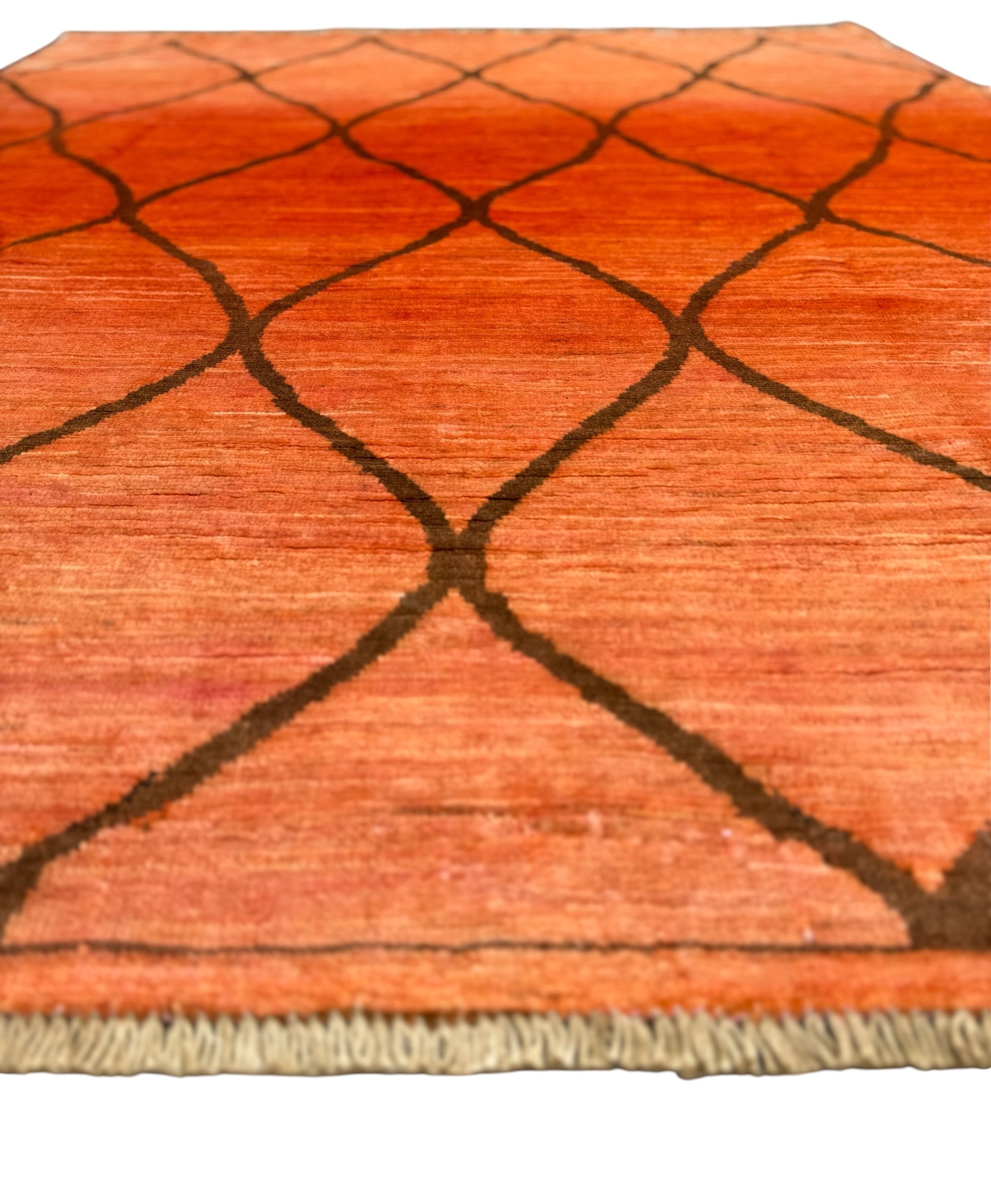 Handmade Sunset Orange Modern Wool Rug, 200 CM x 150 CM