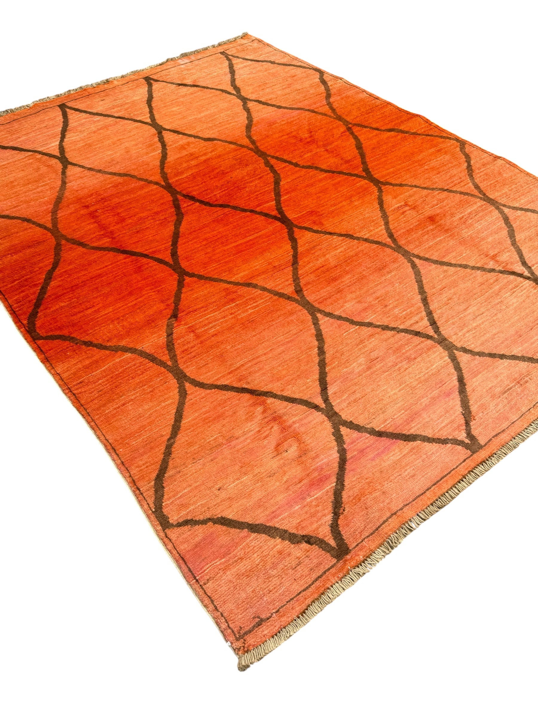 Handmade Sunset Orange Modern Wool Rug, 200 CM x 150 CM