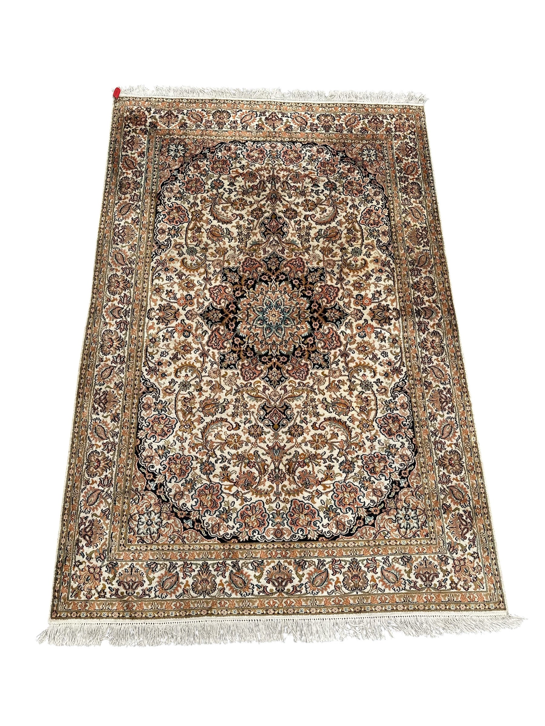 Hand Woven Kashmiri Vintage Floral Silk Rug 186 CM x 125 CM SK#2059