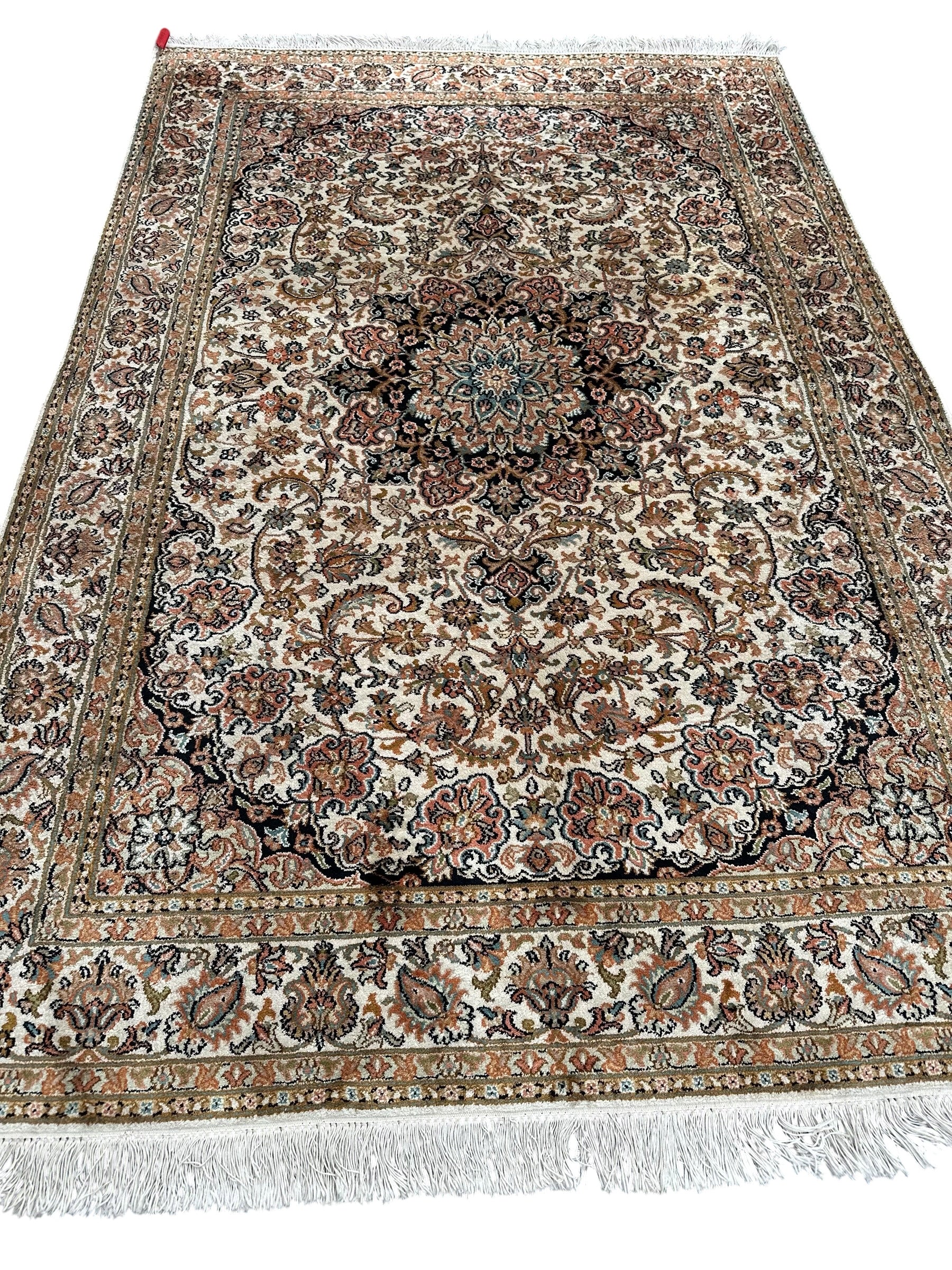 Hand Woven Kashmiri Vintage Floral Silk Rug 186 CM x 125 CM SK#2059