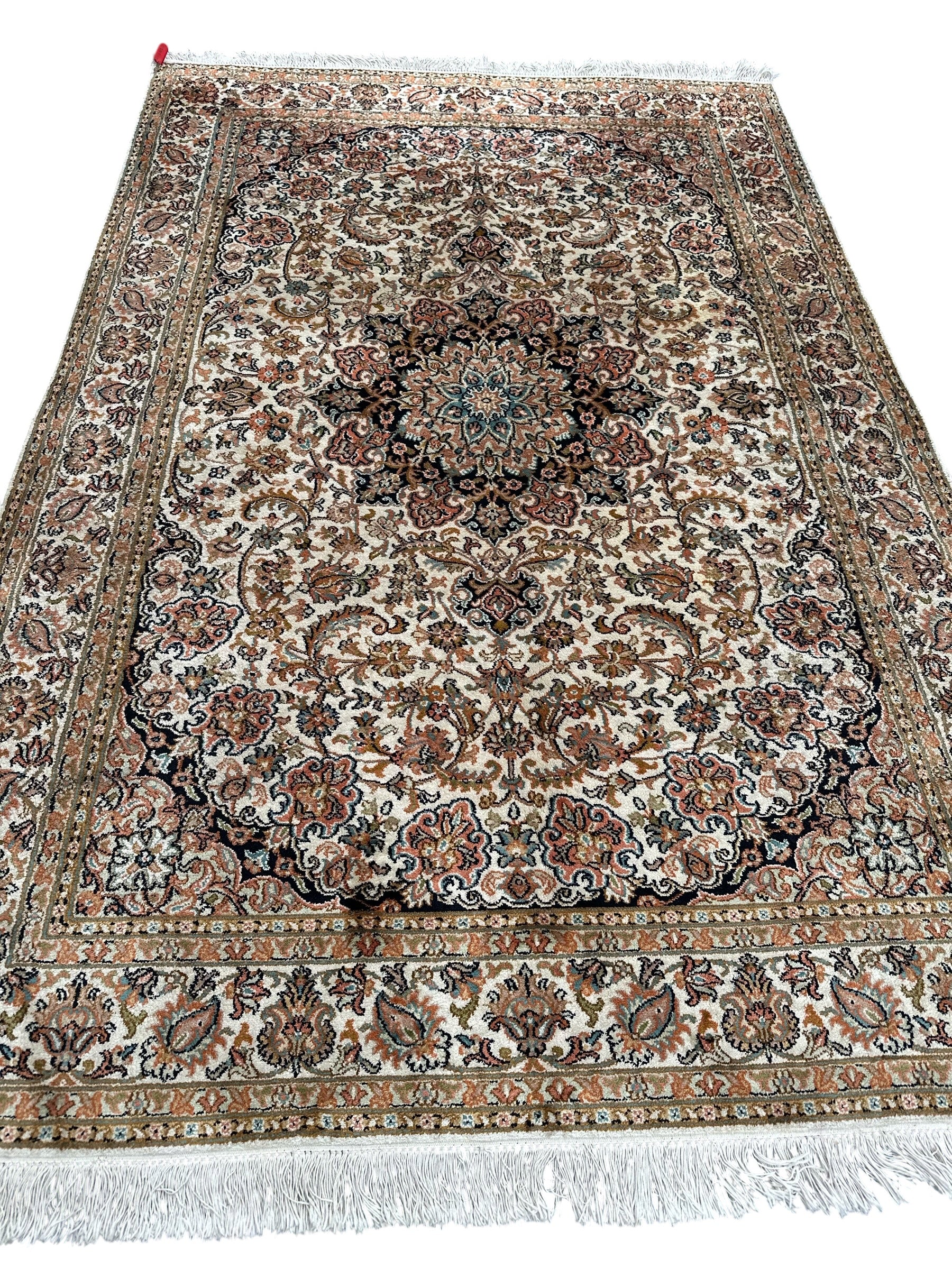 Hand Woven Kashmiri Vintage Floral Silk Rug 186 CM x 125 CM SK#2059
