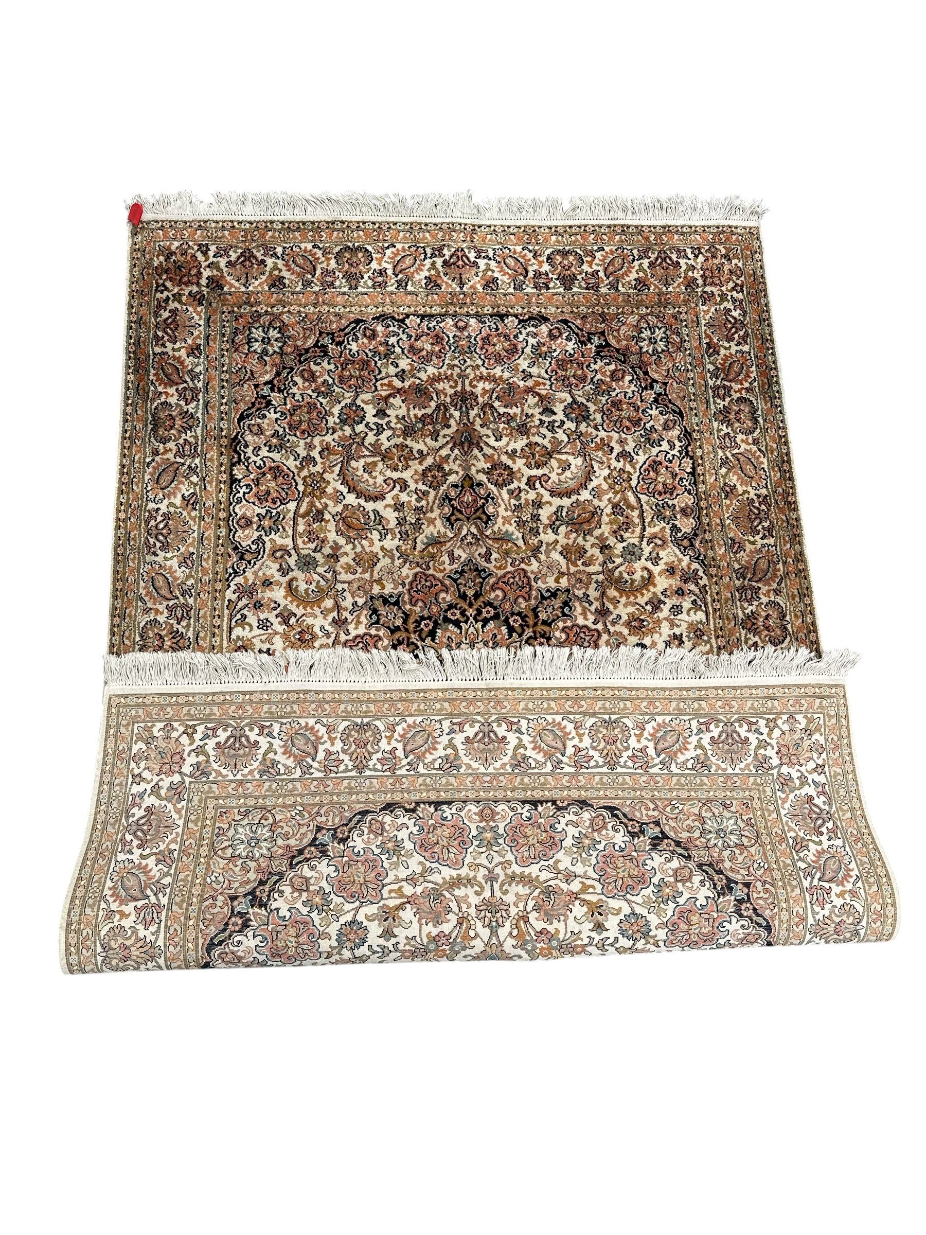 Hand Woven Kashmiri Vintage Floral Silk Rug 186 CM x 125 CM SK#2059