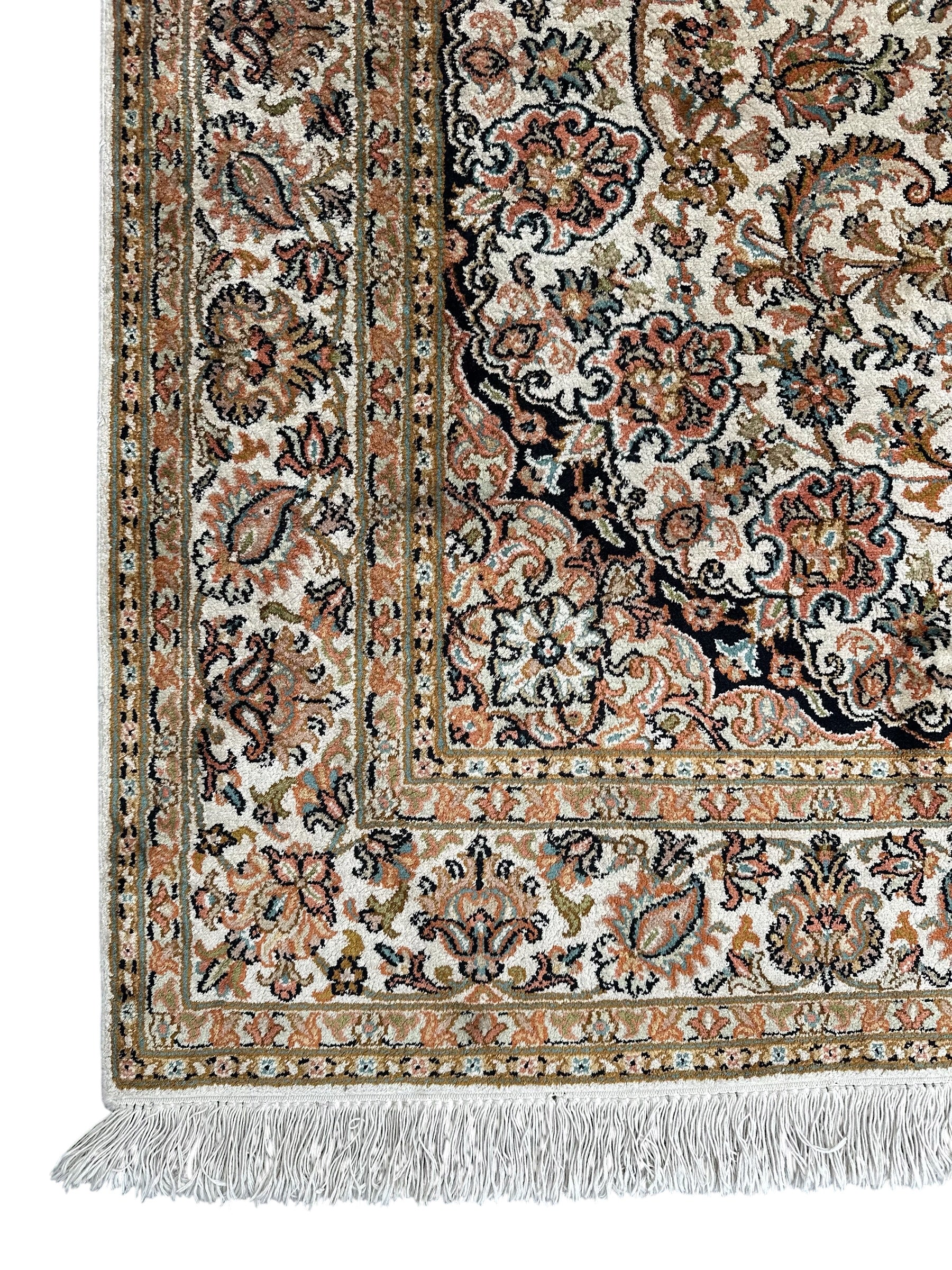 Hand Woven Kashmiri Vintage Floral Silk Rug 186 CM x 125 CM SK#2059