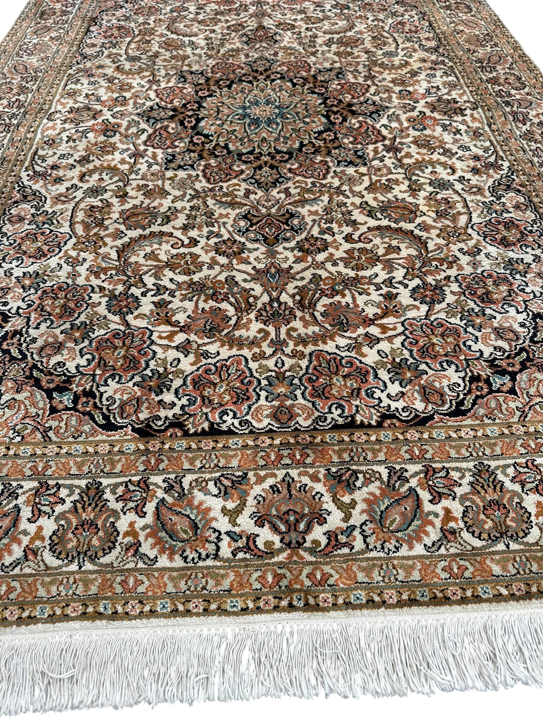Hand Woven Kashmiri Vintage Floral Silk Rug 186 CM x 125 CM SK#2059