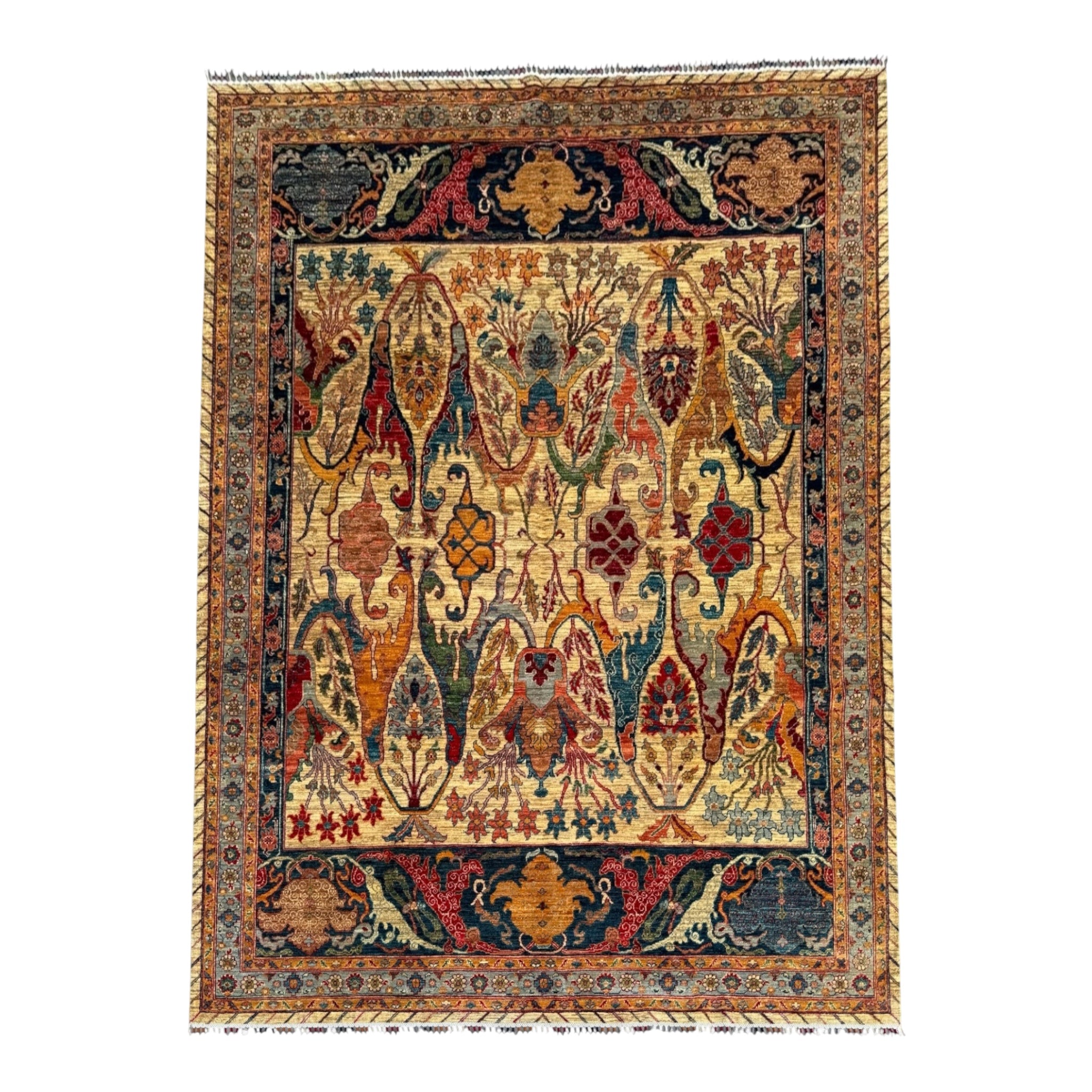 Hand-Knotted Chobi Floral Design Wool Rug 306 CM x 250 CM