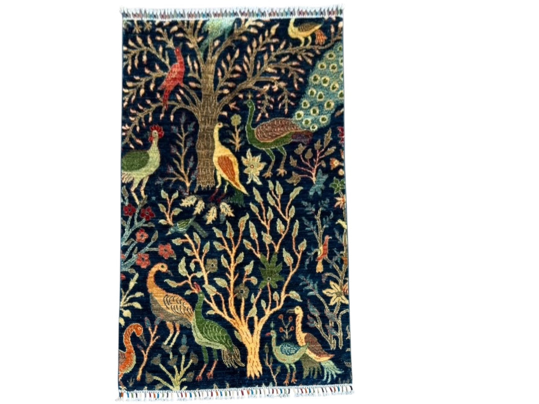 Handmade Chobi Pictorial Wool Rug   145 CM x 95 CM