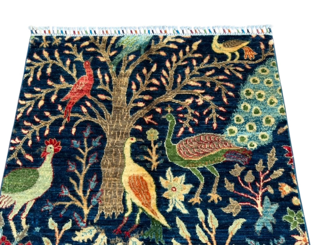 Handmade Chobi Pictorial Wool Rug   145 CM x 95 CM