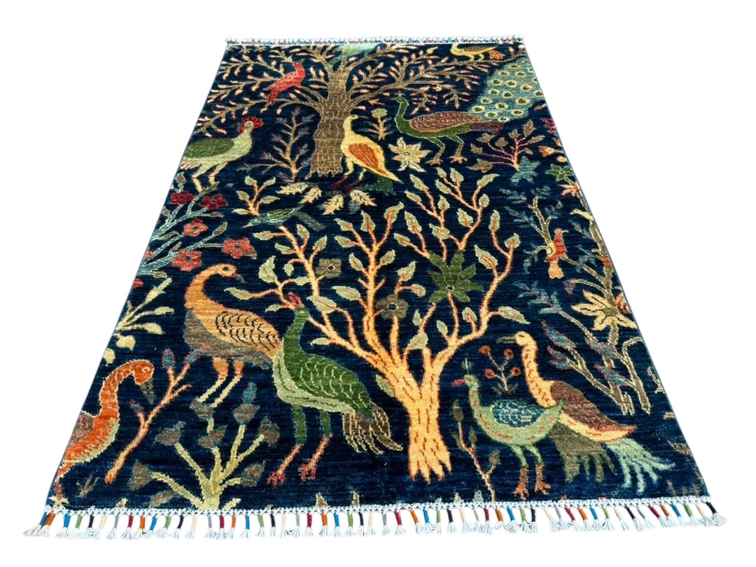 Handmade Chobi Pictorial Wool Rug   145 CM x 95 CM