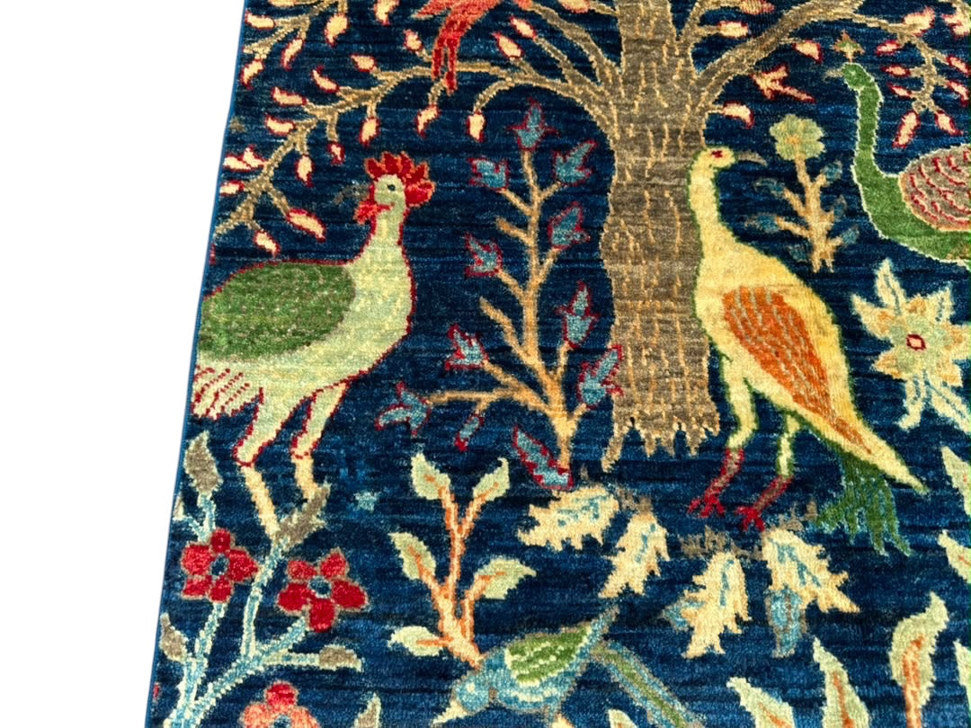 Handmade Chobi Pictorial Wool Rug   145 CM x 95 CM
