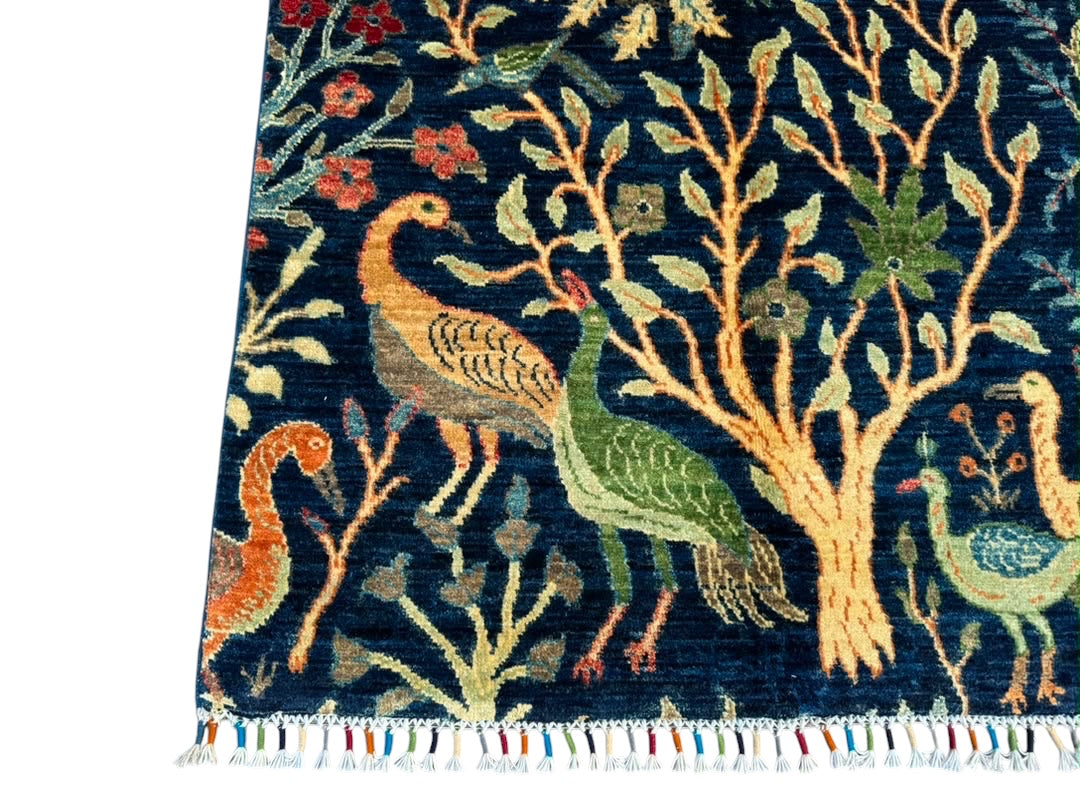 Handmade Chobi Pictorial Wool Rug   145 CM x 95 CM