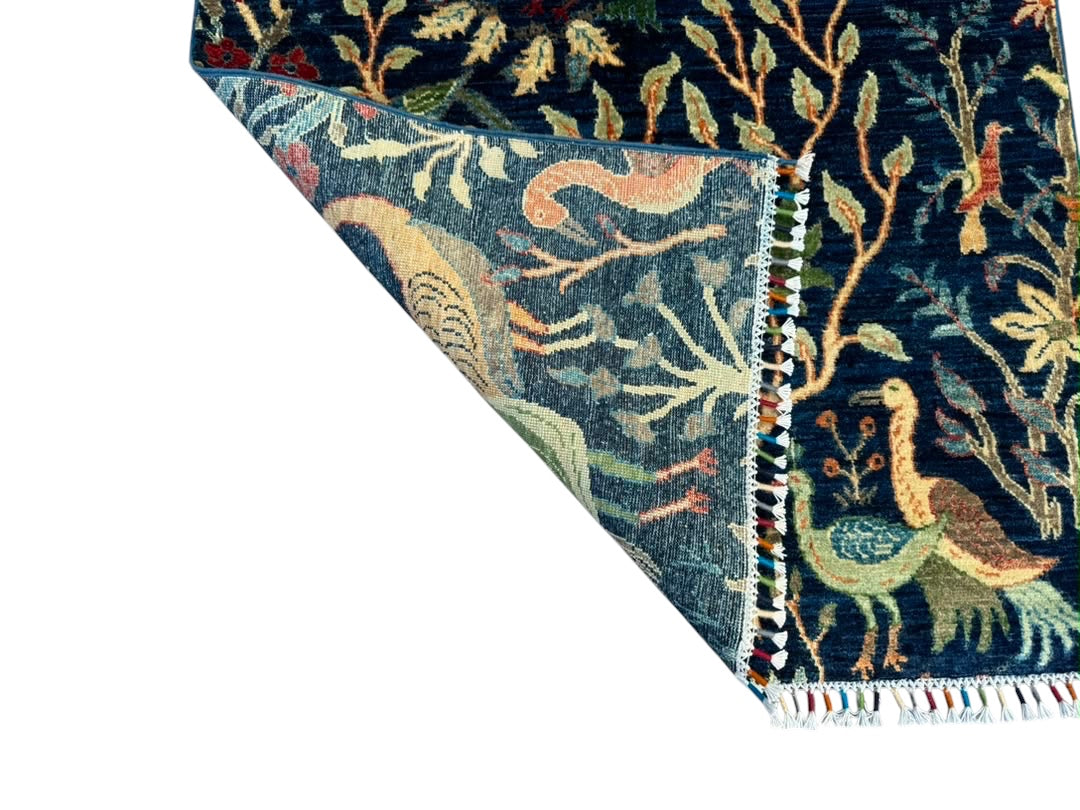 Handmade Chobi Pictorial Wool Rug   145 CM x 95 CM