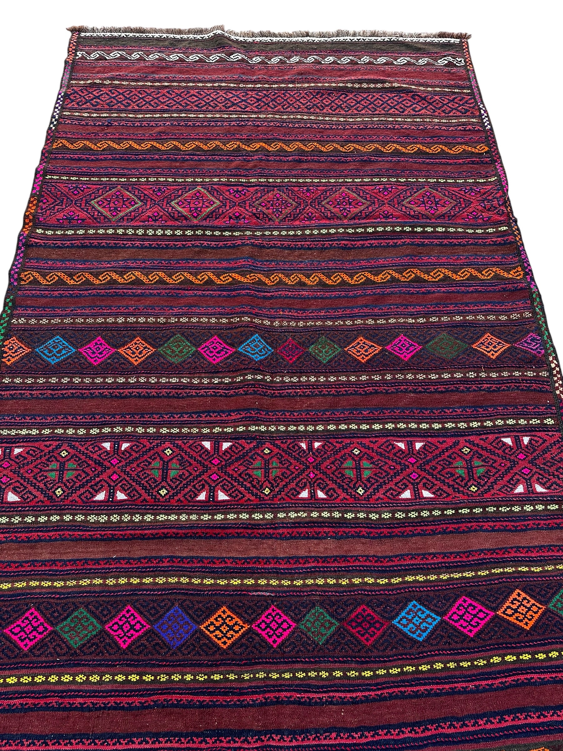 Handmade Afghan Traditional Kilim Hallway Runner Rug, 370 CM x 162 CM