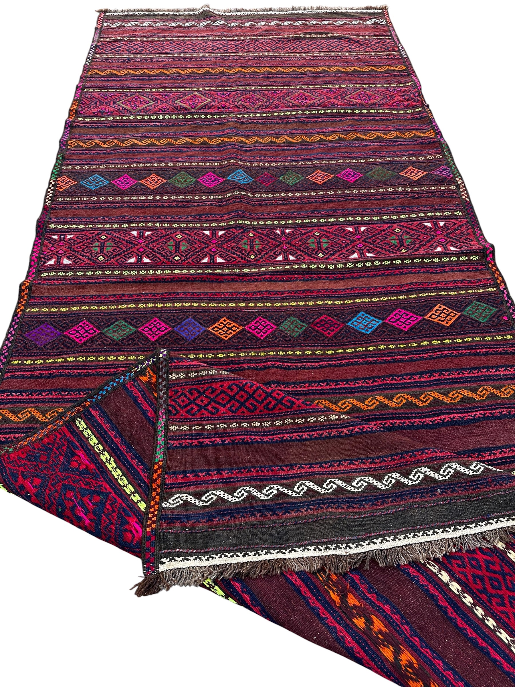 Handmade Afghan Traditional Kilim Hallway Runner Rug, 370 CM x 162 CM