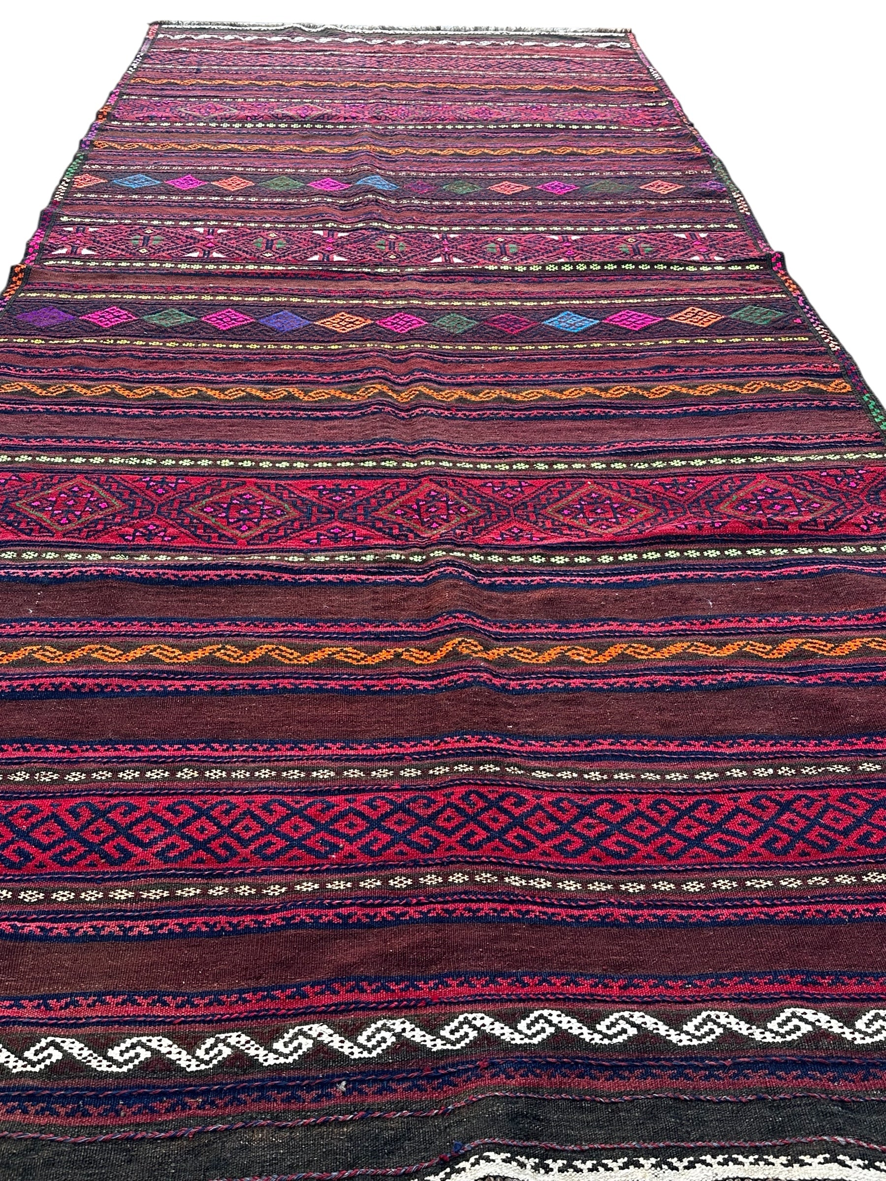 Handmade Afghan Traditional Kilim Hallway Runner Rug, 370 CM x 162 CM