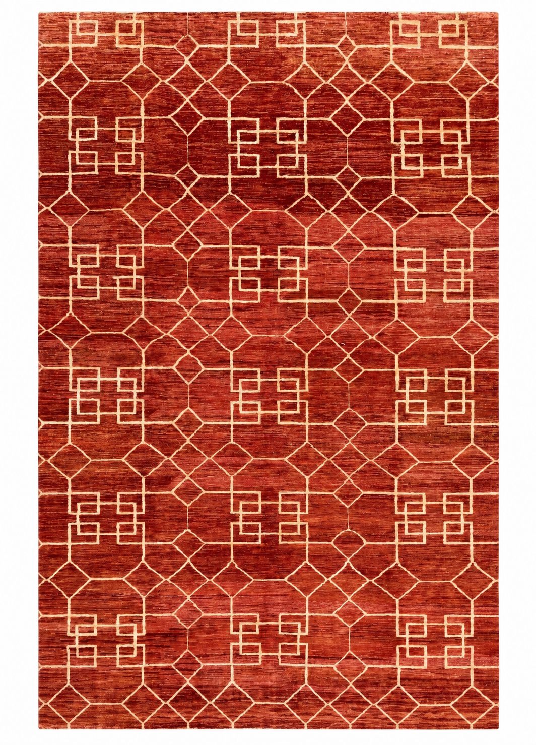 Handmade Rust Red Modern Wool Rug, 285 CM x 205 CM