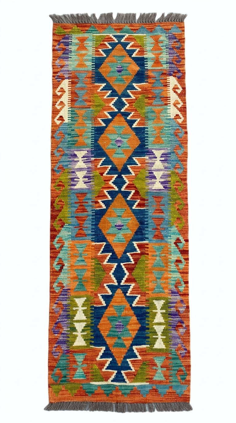 Handmade Flat Weave Kilim Rug 199 CM x 67 CM SK#1077